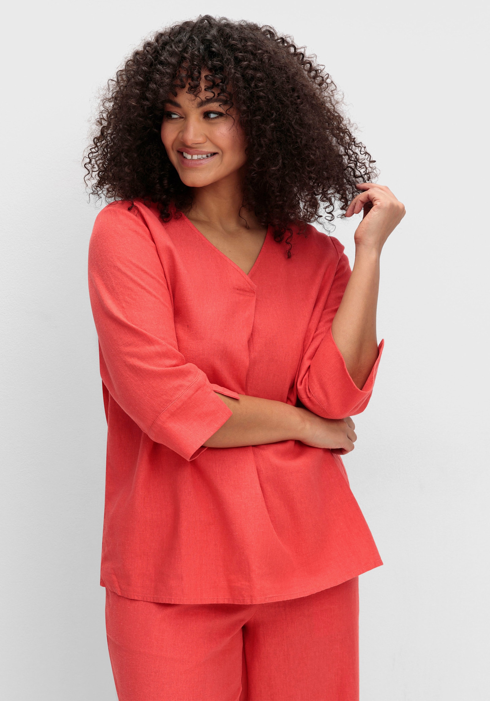 sheego Tunika aus Leinen-Mix, in leichter A-Linie - hummer