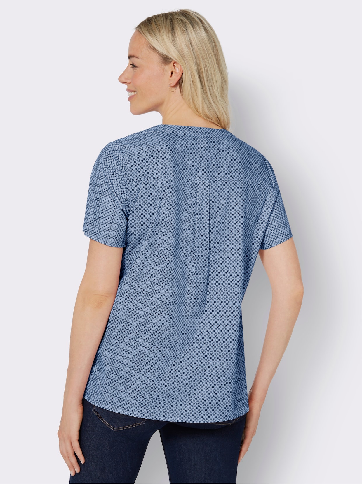 Comfortabele blouse - bleu geprint