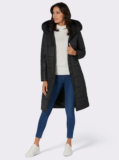 Steppmantel gefüttert und wattiert - schwarz