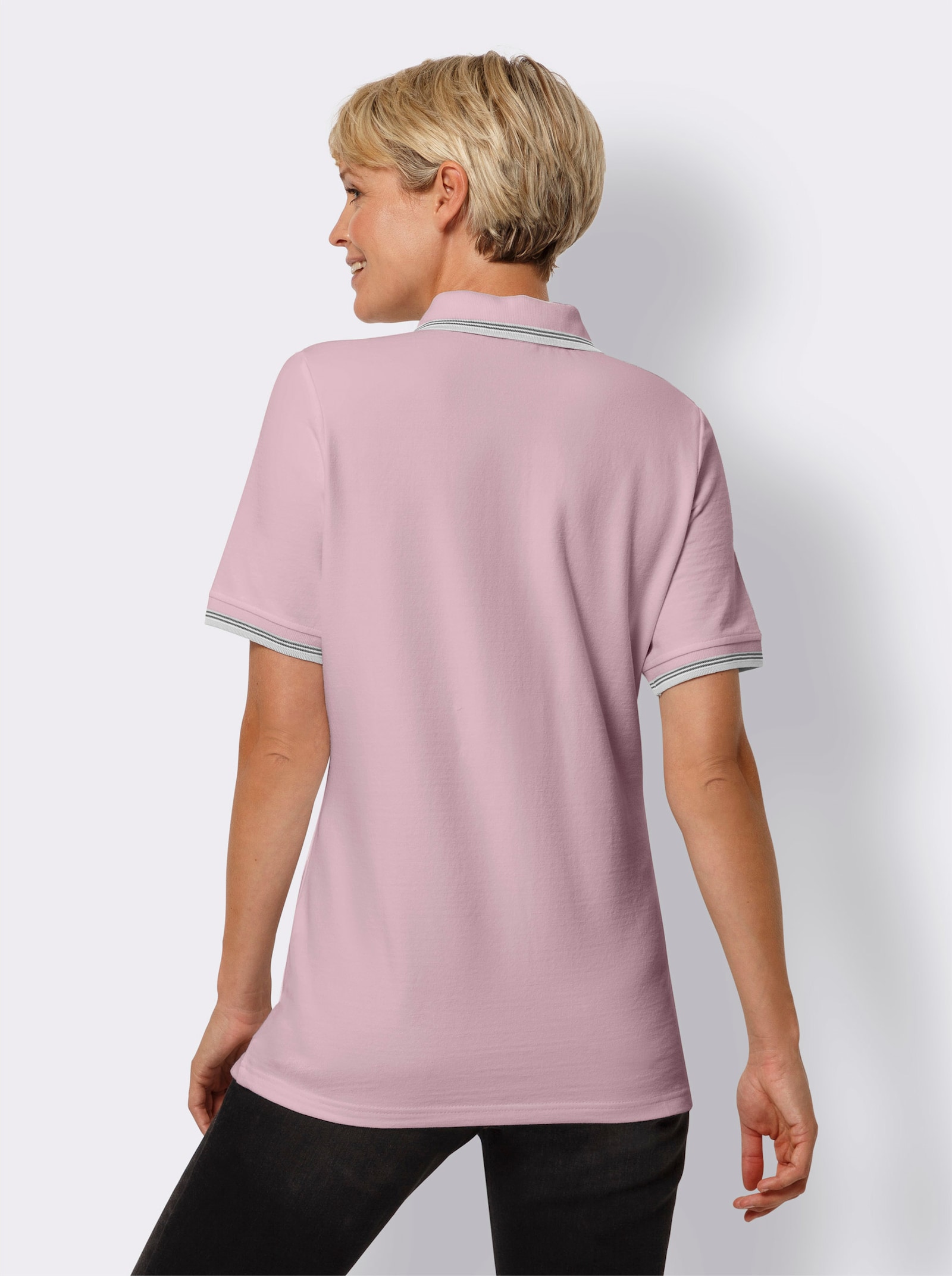 Poloshirt met contraststrepen - roze