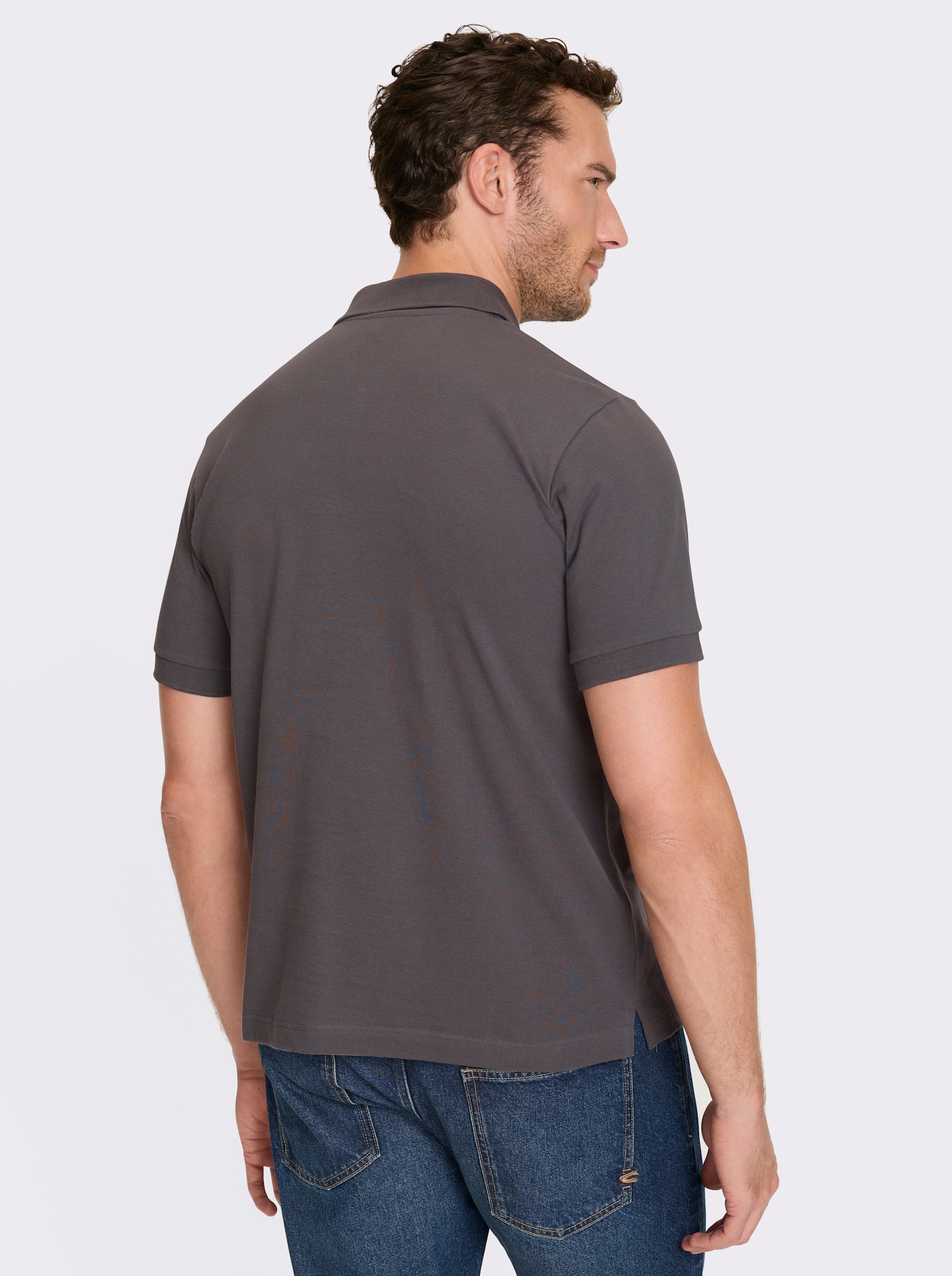 Catamaran Kurzarmshirt aus reiner Baumwolle, Pikee - anthrazit