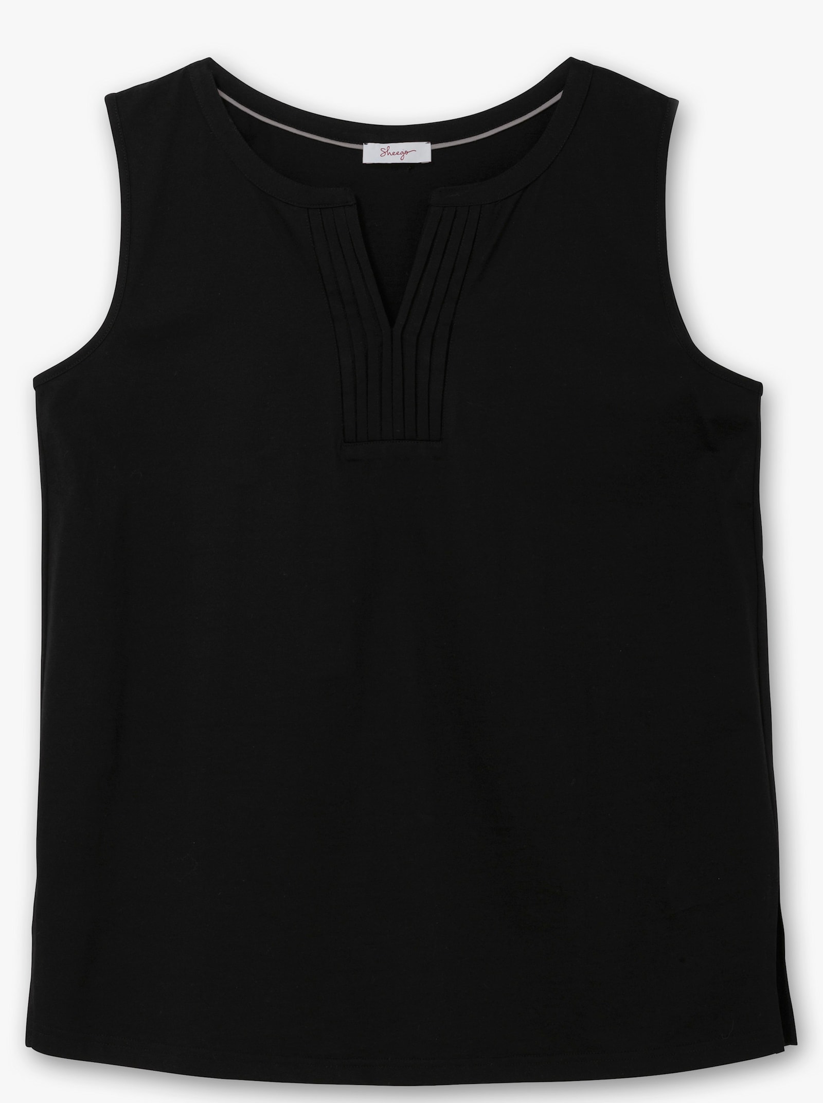 sheego Tanktop mit Biesen am Ausschnitt - schwarz