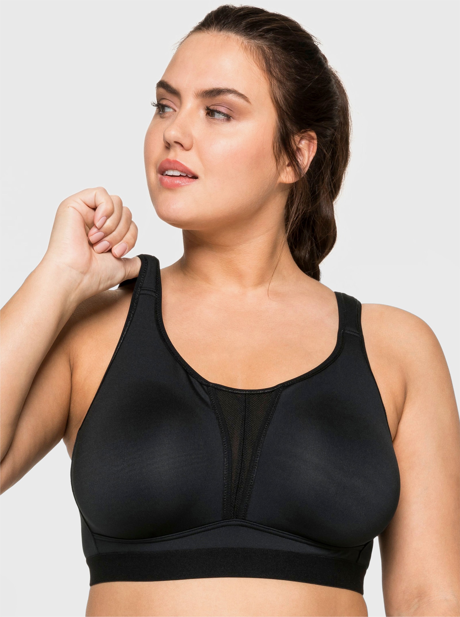 sheego Sport-BH ohne Bügel mit 2 Tragevarianten - schwarz