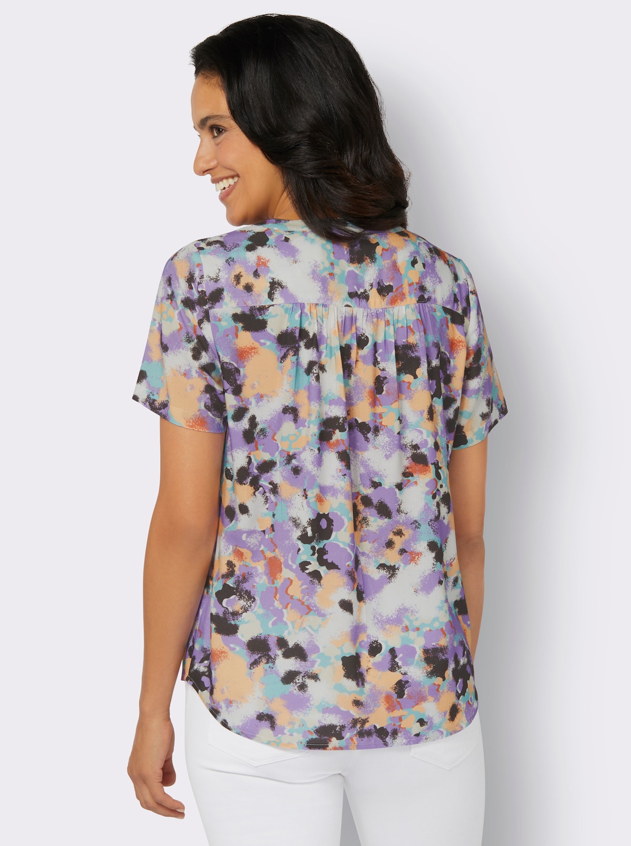 Blouse met print - apricot/lavendel bedrukt