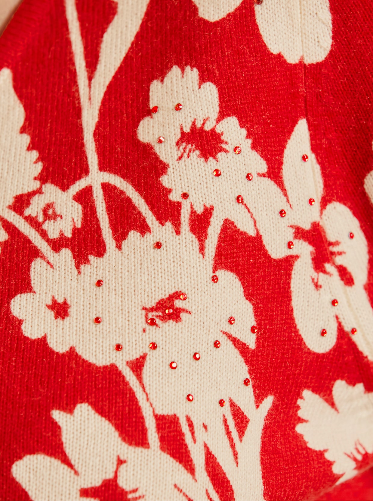 CREATION L PREMIUM Pullover van merino en kasjmier - rood/ecru bedrukt
