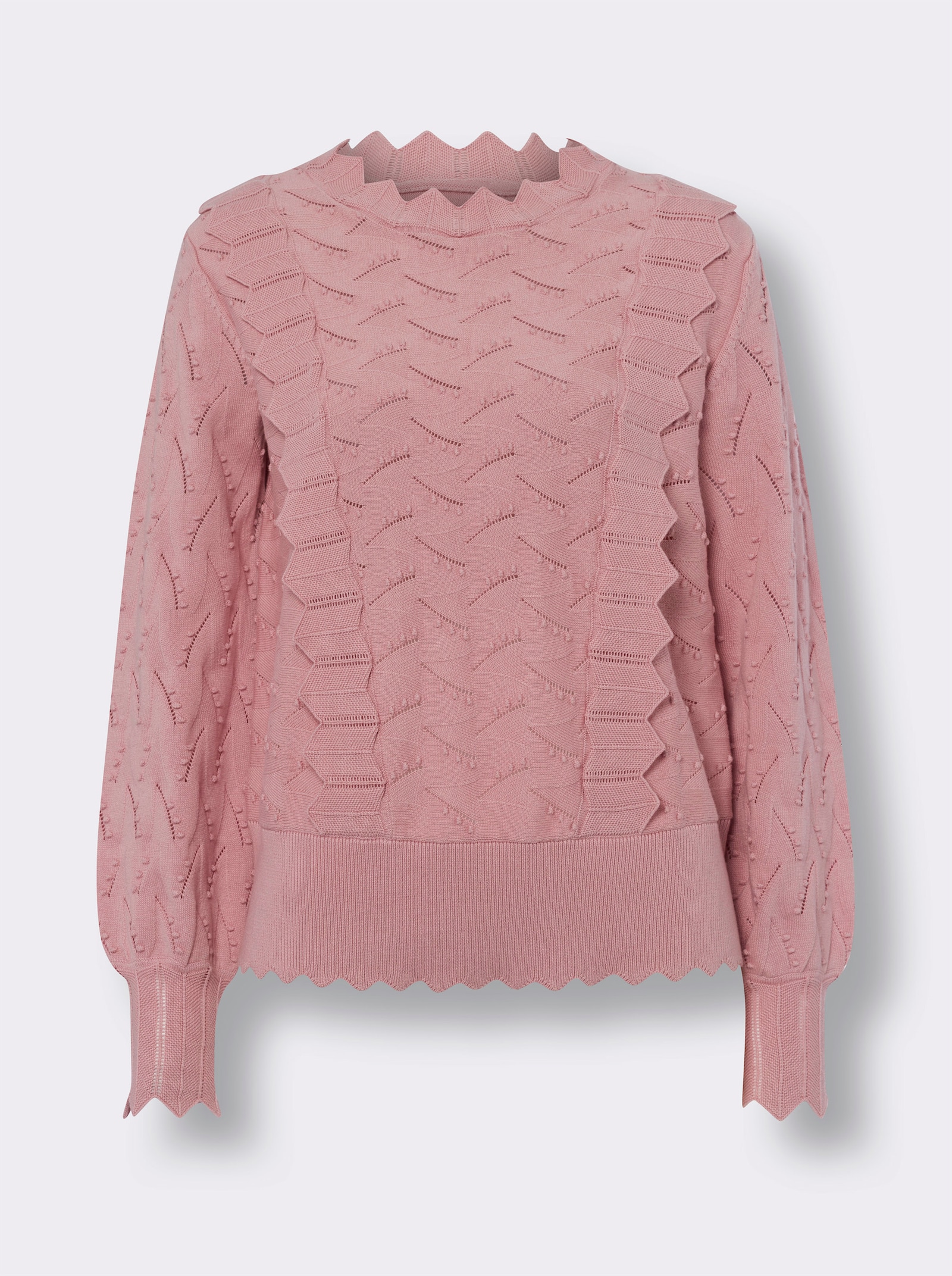 heine Feinstrickpullover mit Wellenkante - hortensie