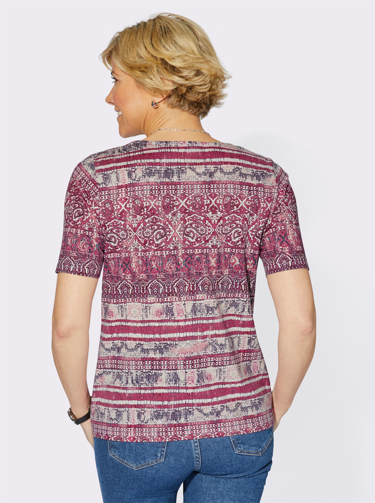 Shirt met korte mouwen - donkerrood geprint