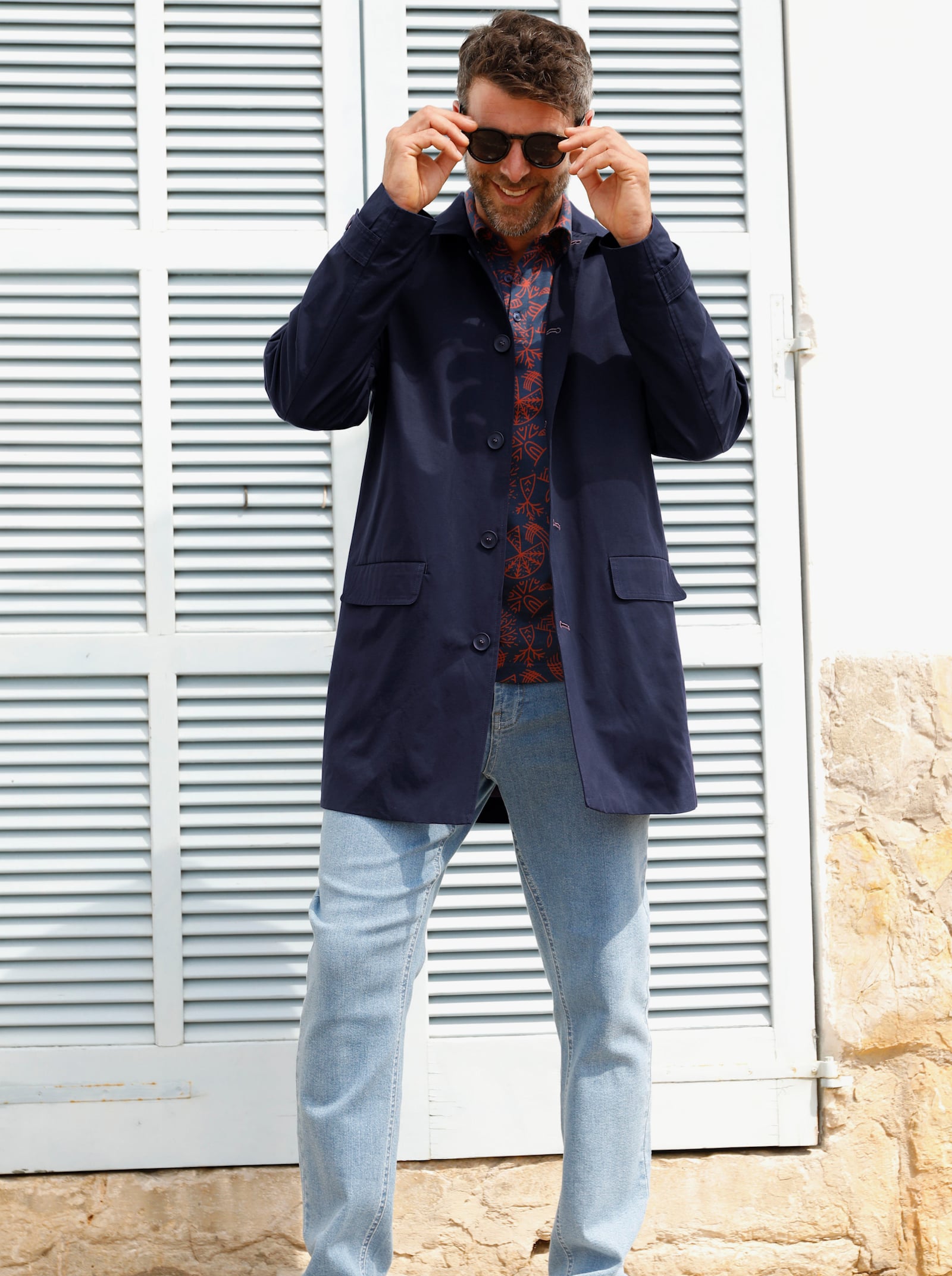 Marco Donati Kurzmantel in Twill-Qualität, gefüttert - marine