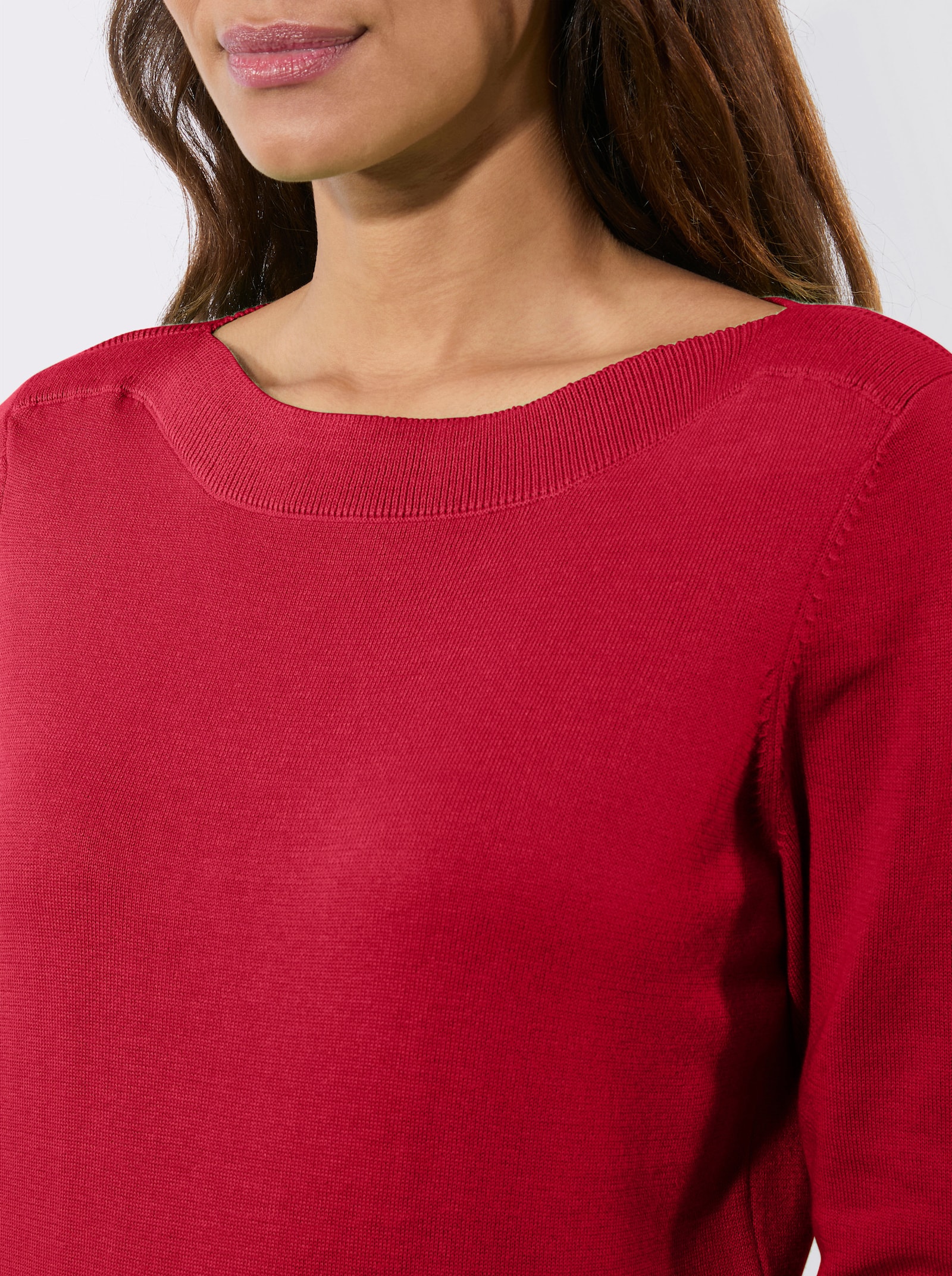 Pullover met 3/4-mouwen en boothals - rood