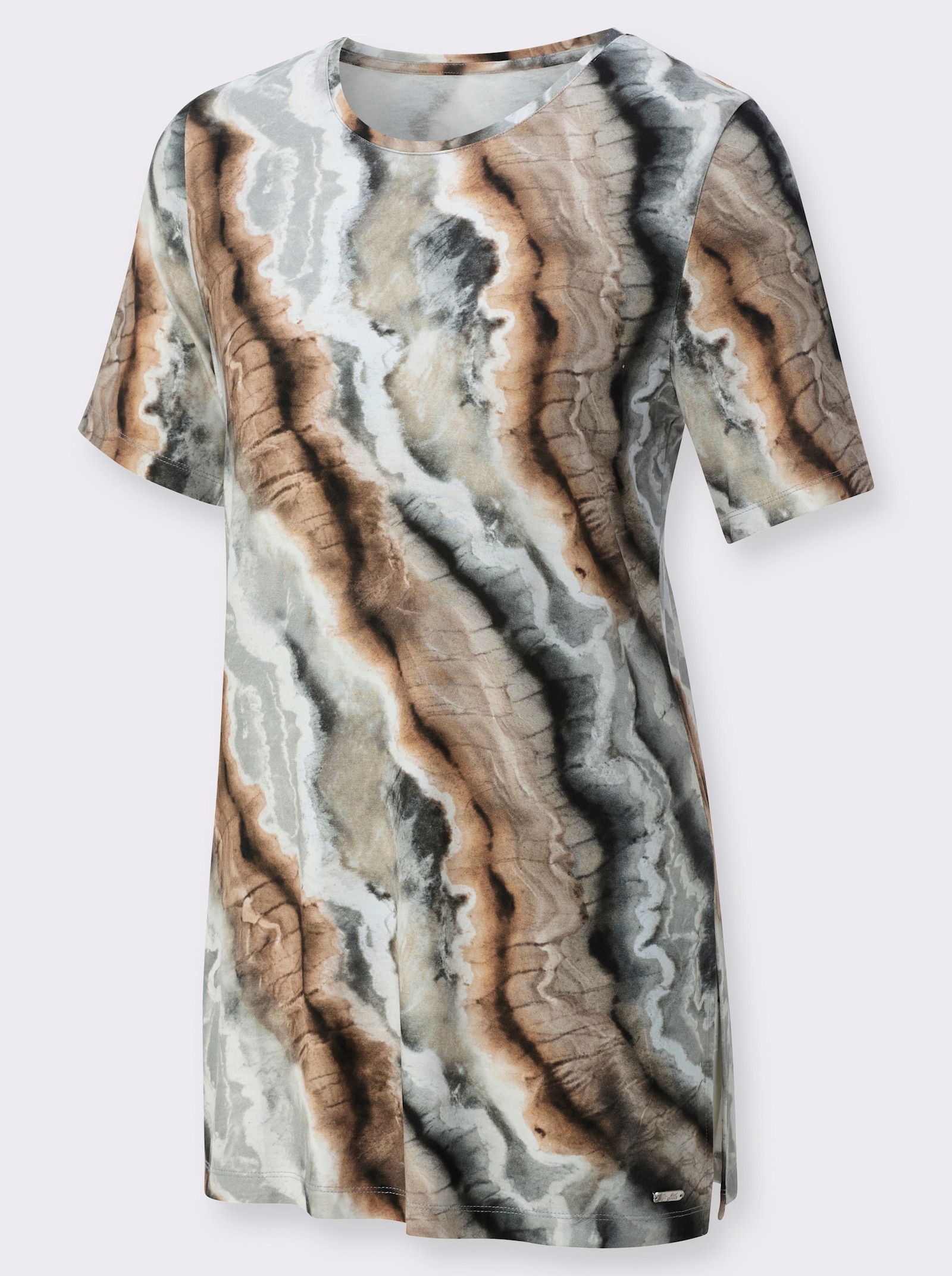 feel good Longshirt - schwarz-camel-bedruckt