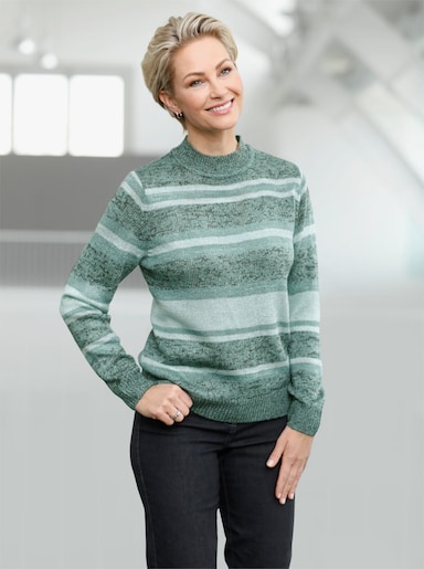 Pullover - kalkmint-schwarz-meliert