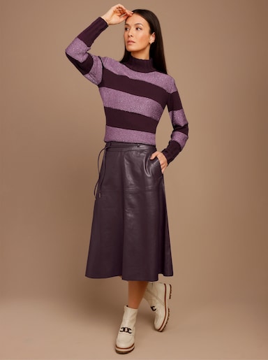 CREATION L PREMIUM Wollpullover mit Paillettengarn - burgund