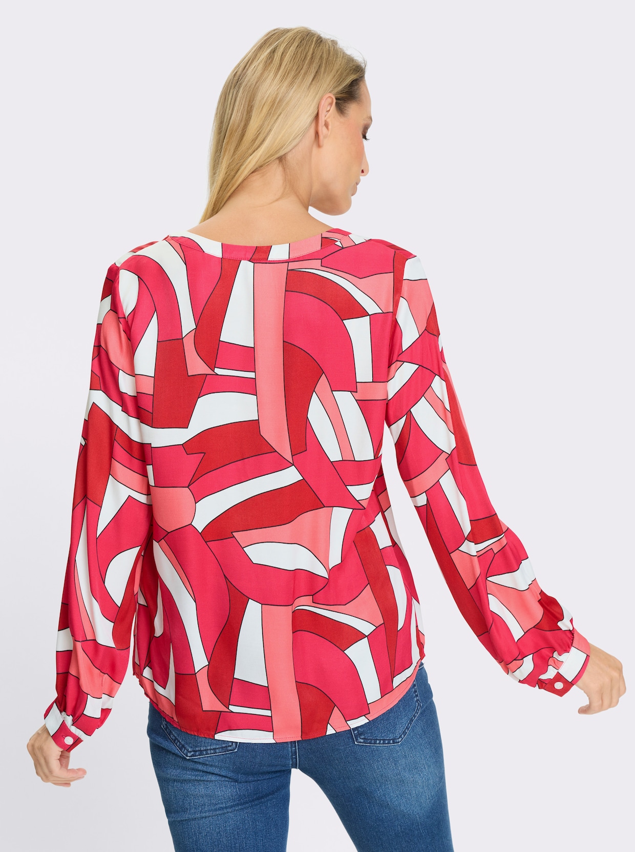 heine Druckbluse - pink-flamingo-bedruckt