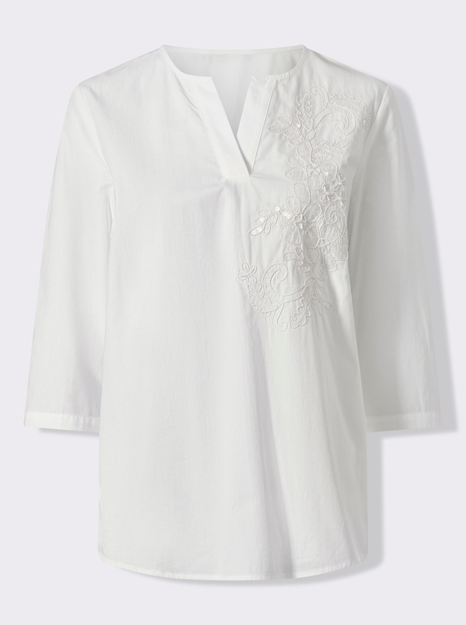 heine Katoenen blouse met pailletten - ecru