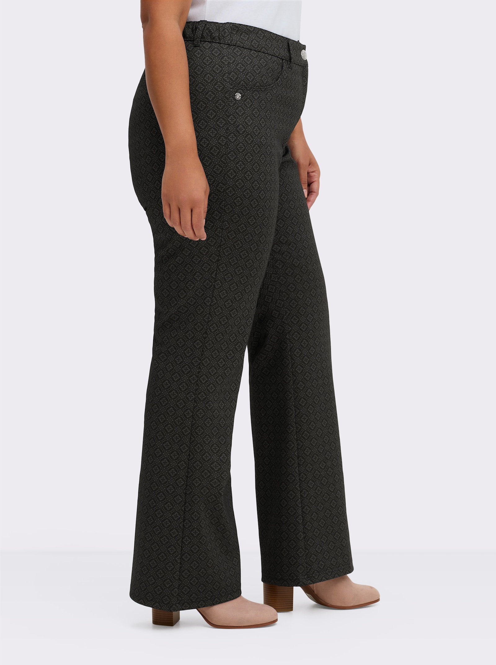 sheego Bootcuthose mit Jacquard-Kacheldruck - graphit-grau-gemustert