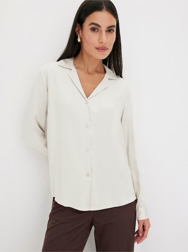 Satinbluse mit Reverskragen - ecru