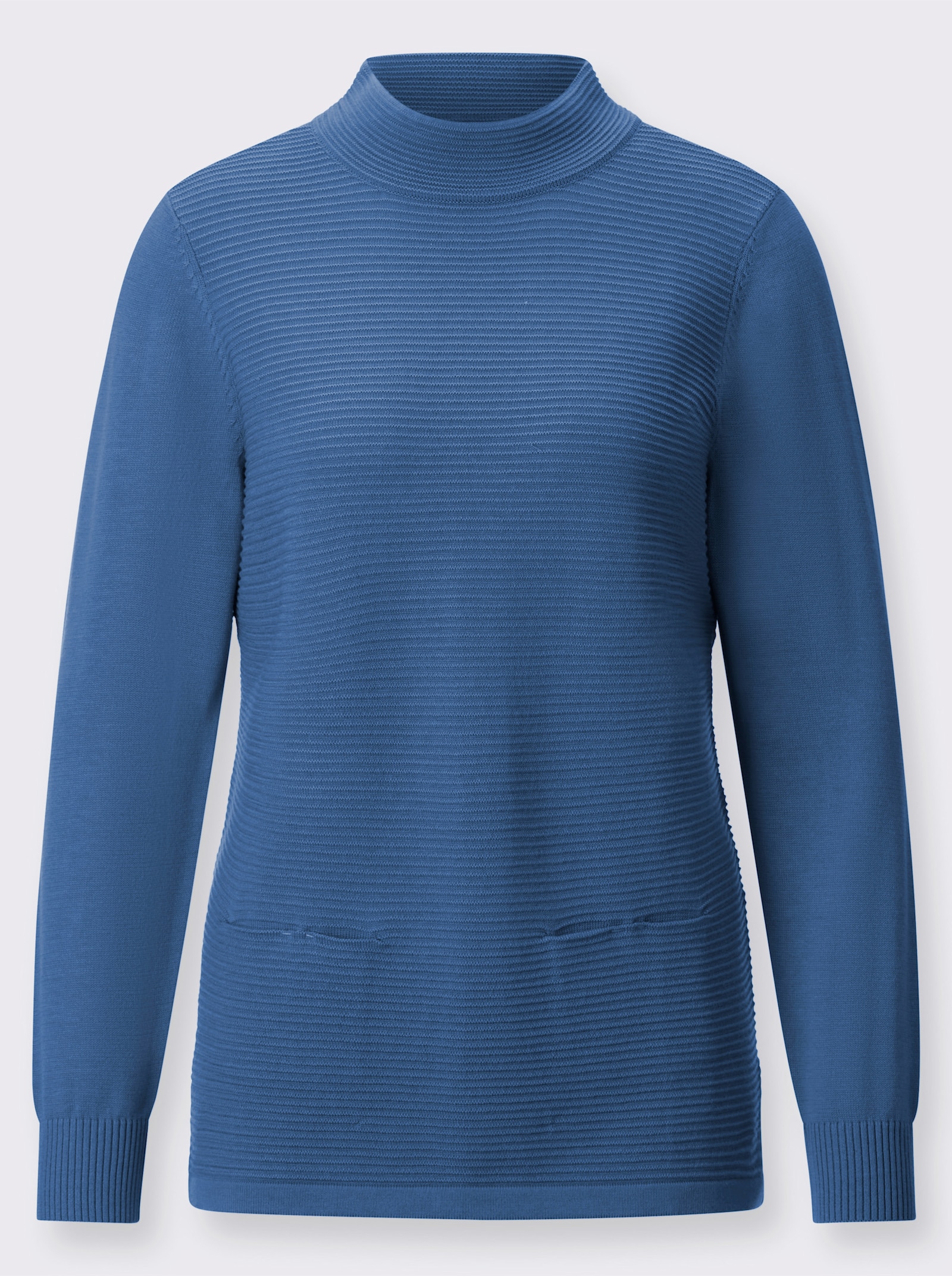Stehkragenpullover mit eingearbeiteten Taschen - mittelblau
