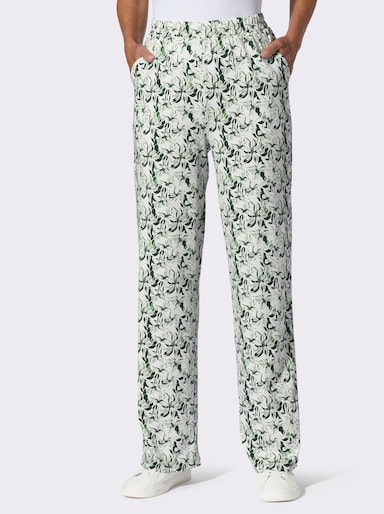 Freizeithose - ecru-moos-bedruckt