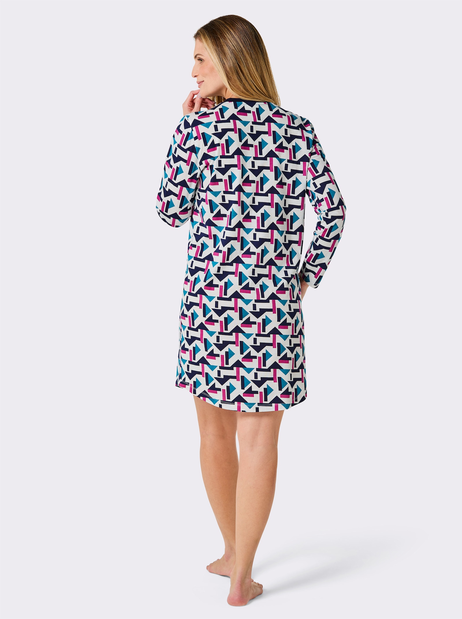 wäschepur Sleepshirt - ecru-marine-bedruckt
