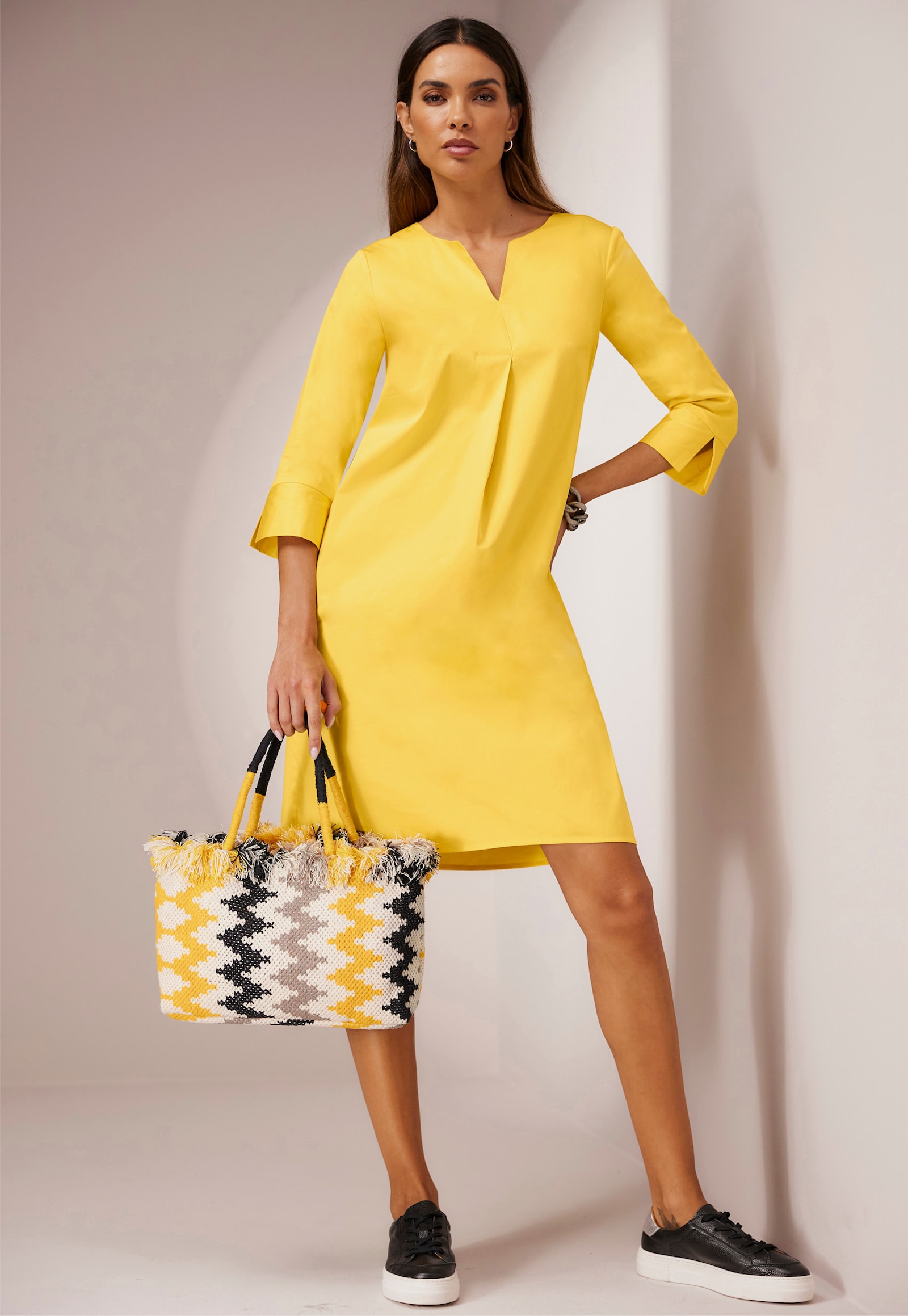 heine Baumwollkleid mit Seitentaschen - sonnengelb