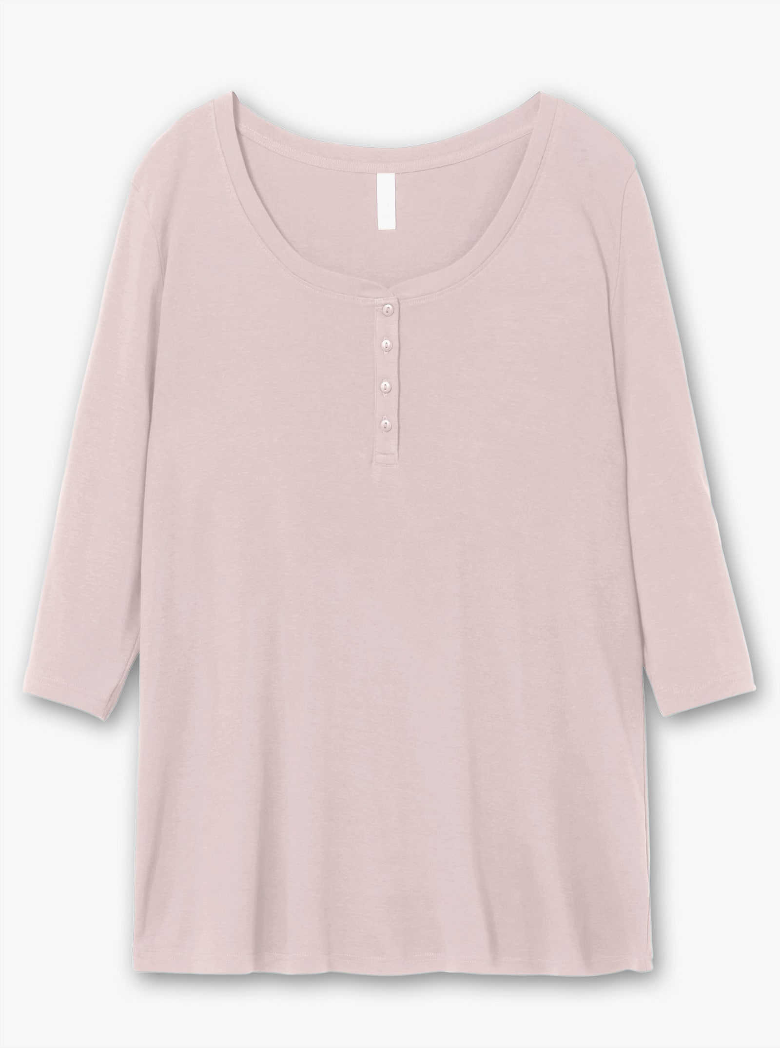 sheego Shirt met 3/4-mouwen en Henley-kraag - lichtroze