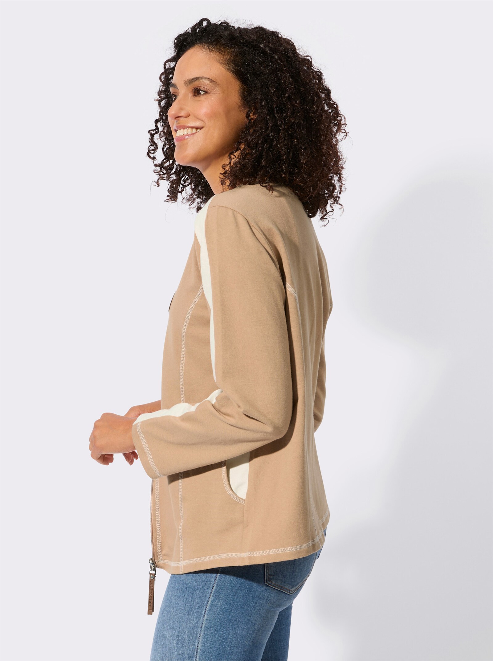 Shirtjacke - camel-ecru