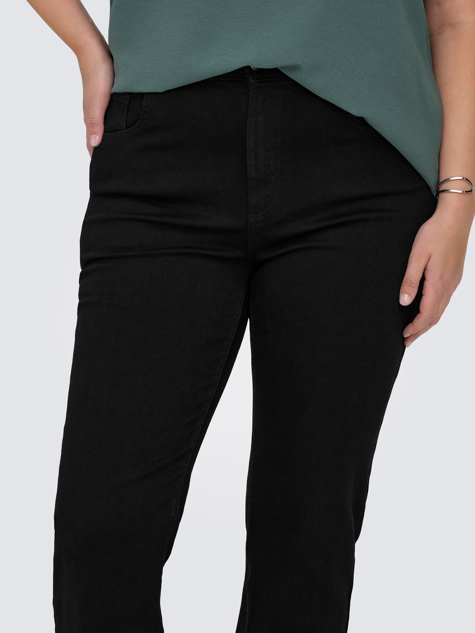 High-waist-Jeans - black denim