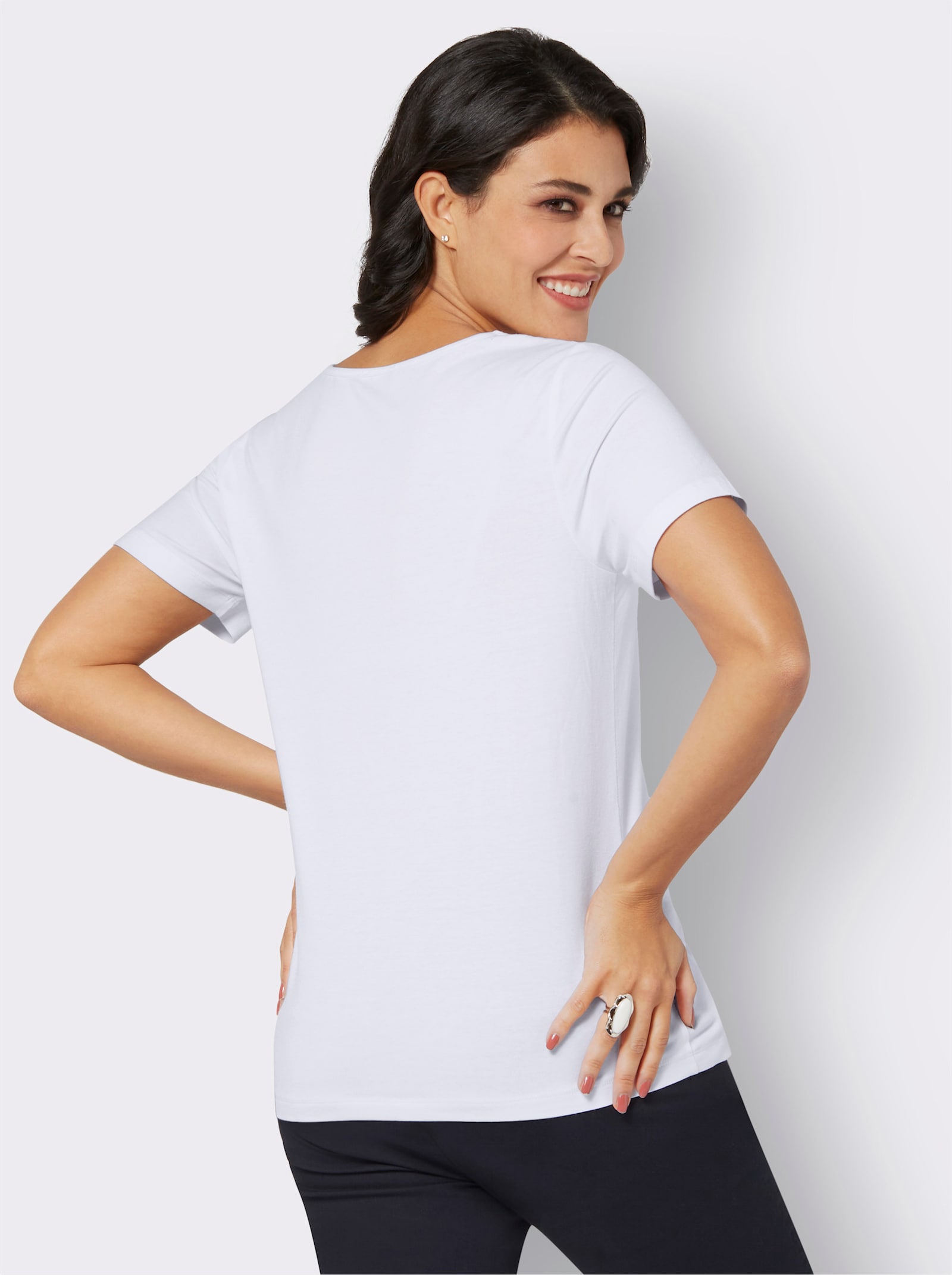 Kanten shirt van lyocellmateriaal - wit