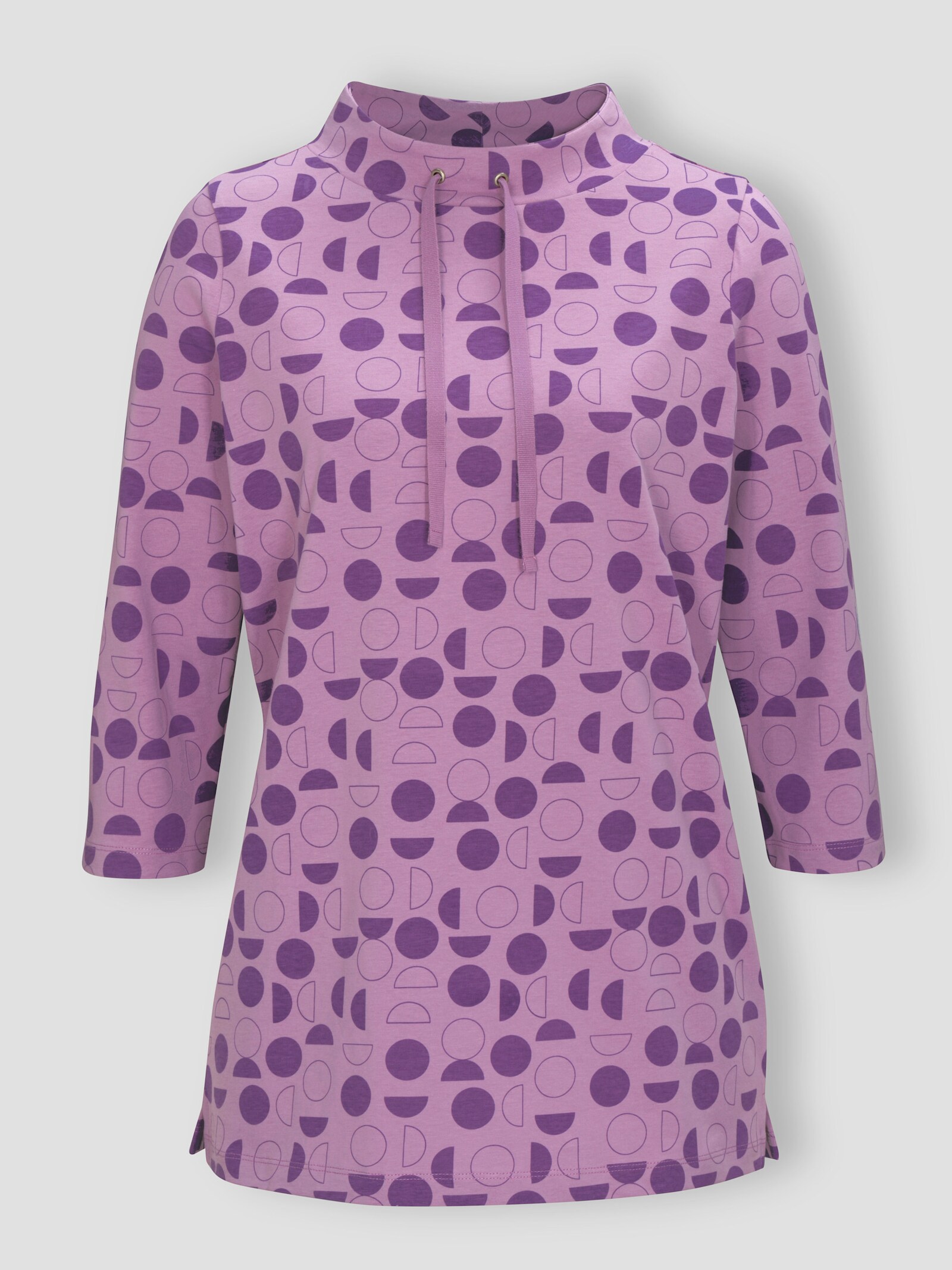 Longshirt mit Seitenschlitzen - orchidee-lila-bedruckt