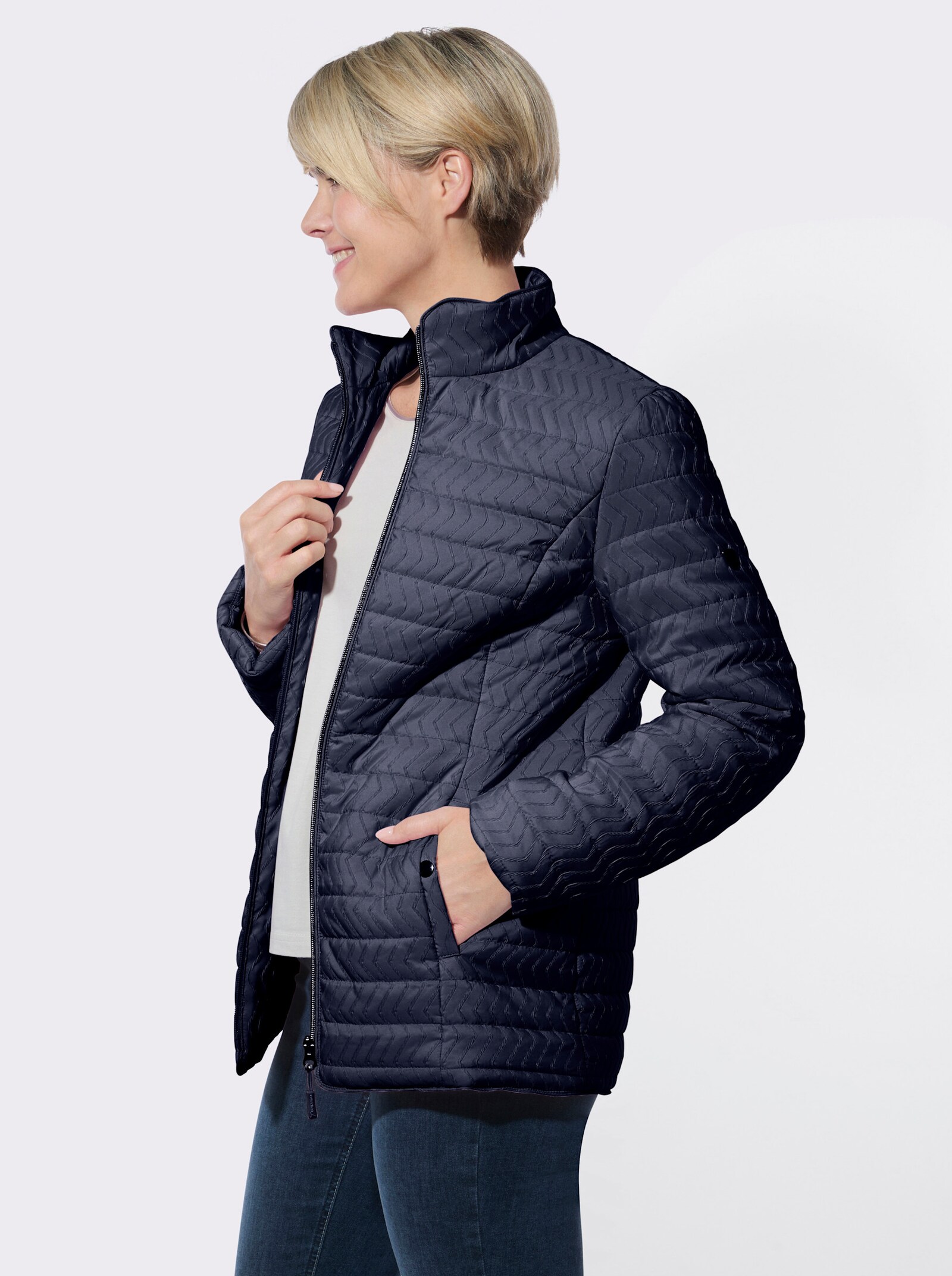 Steppjacke mit Reißverschluss-Taschen - marine