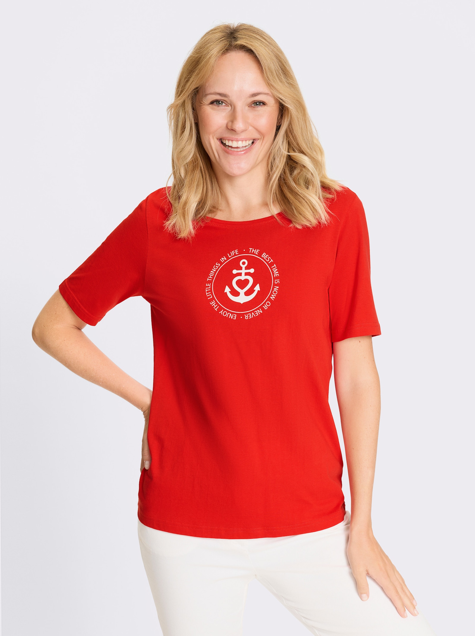 Shirt met korte mouwen in marinelook - rood