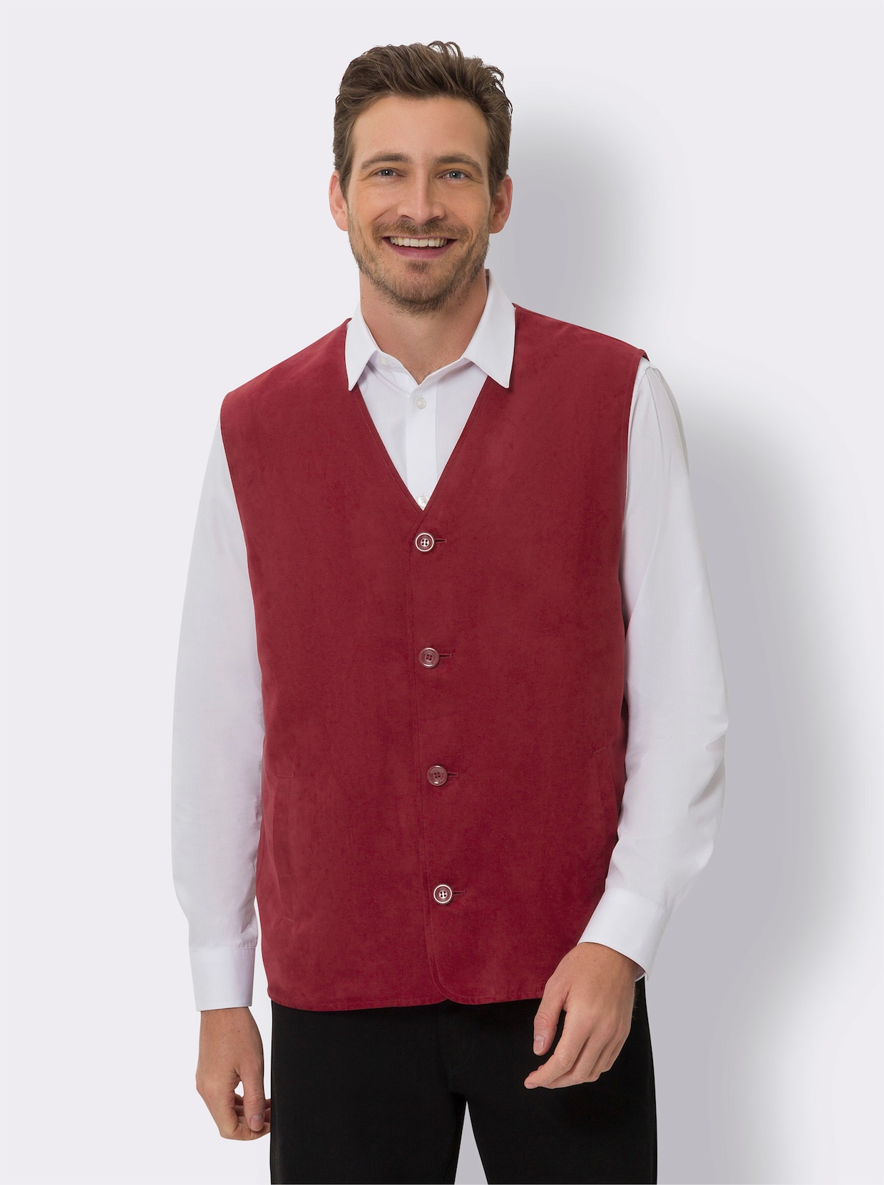 Velours gilet - donkerrood