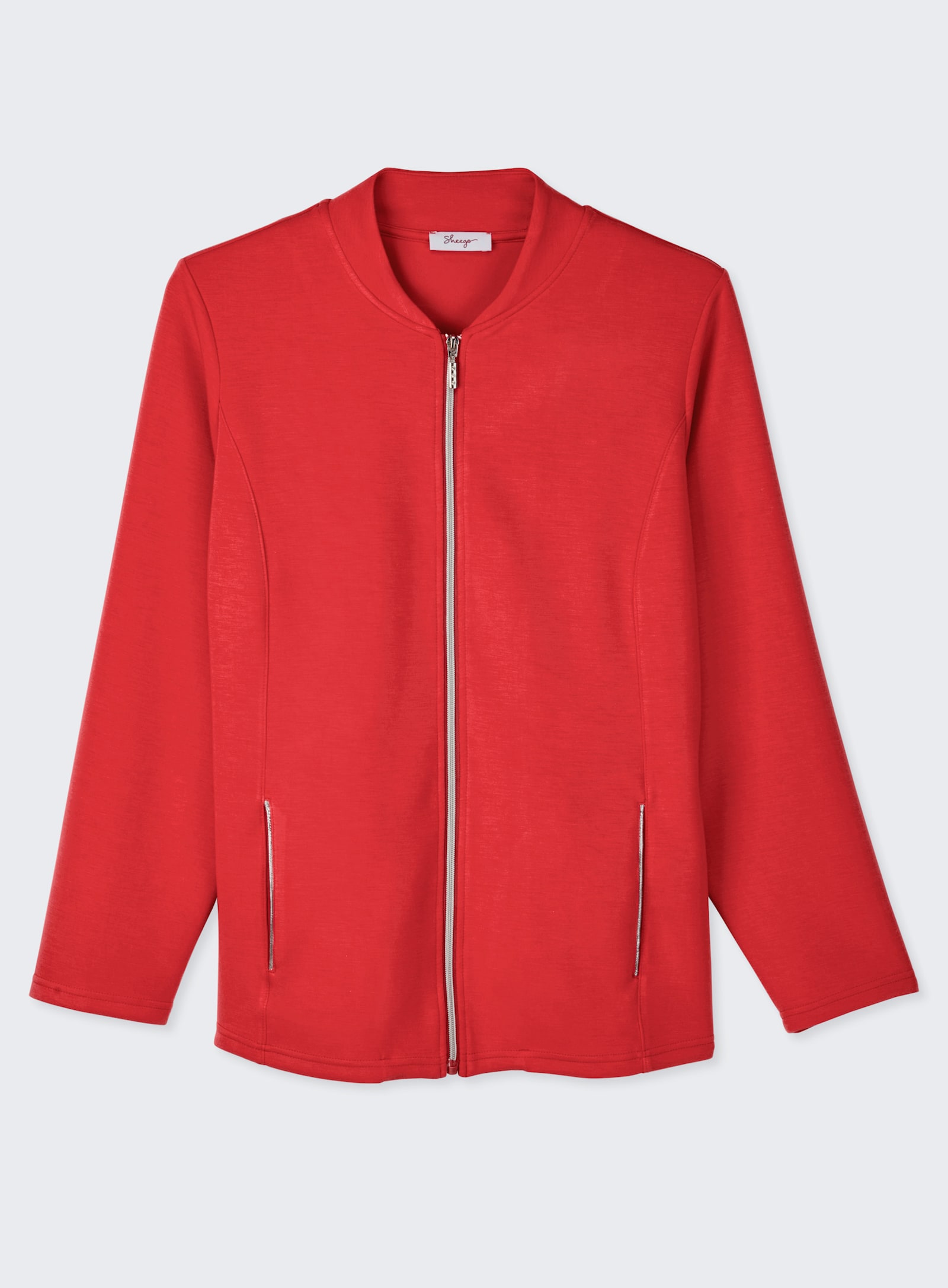 sheego Shirtjacke mit Reißverschluss - erdbeere