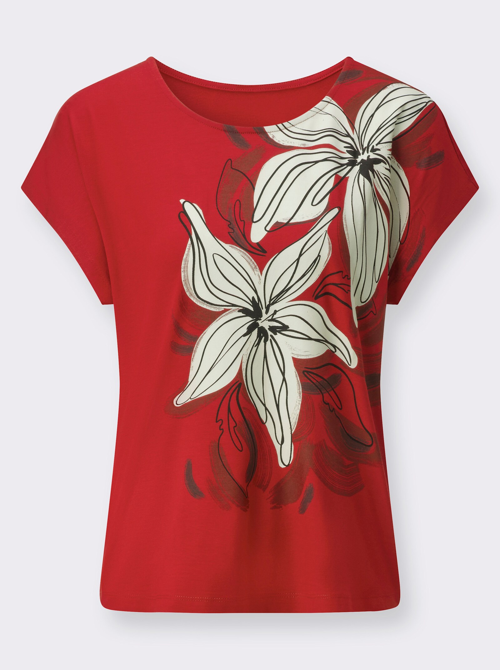  Print-Shirt in Stretch-Qualität - rot-champagner-bedruckt