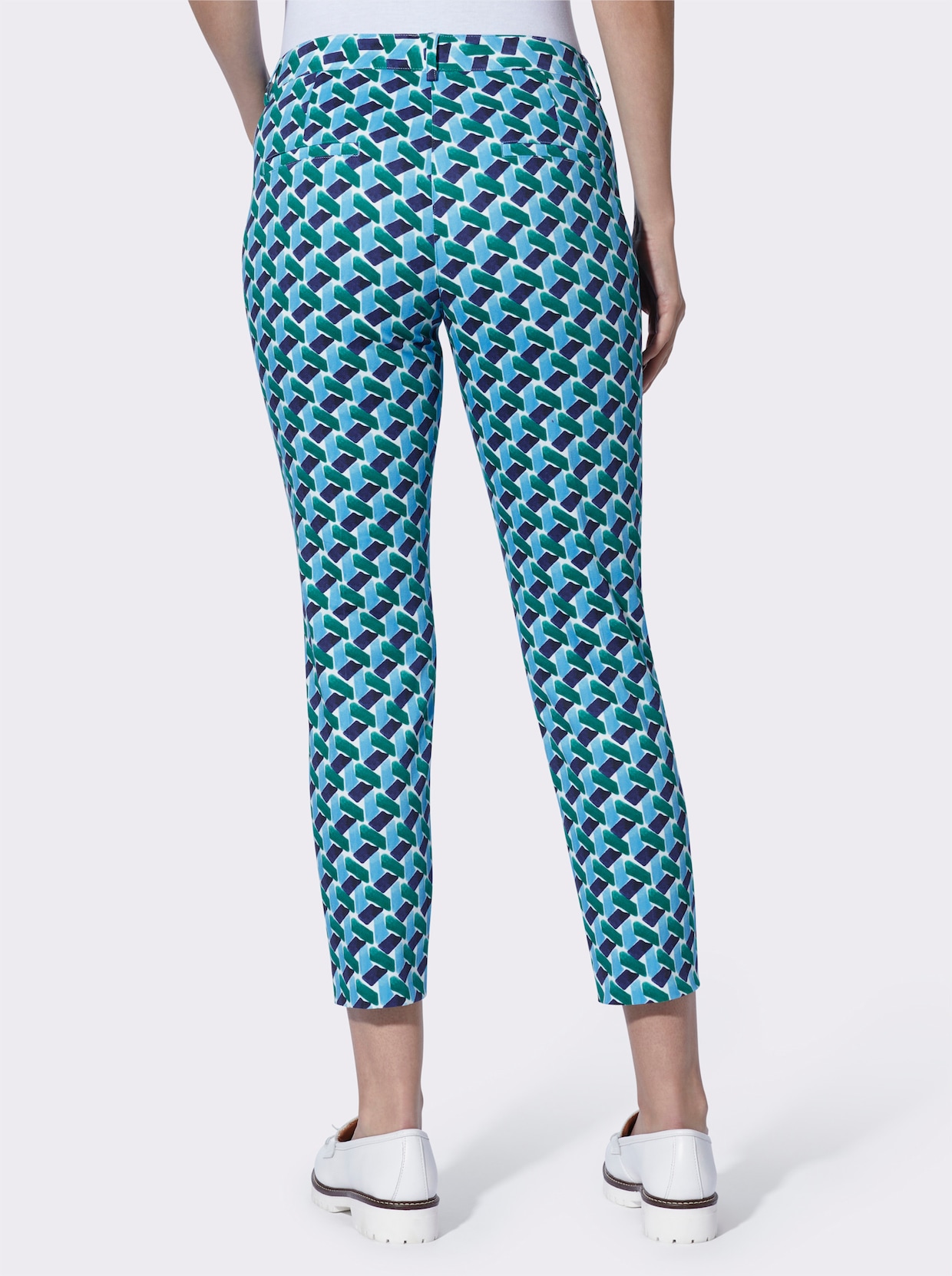 heine Druckhose - himmelblau-grün-bedruckt