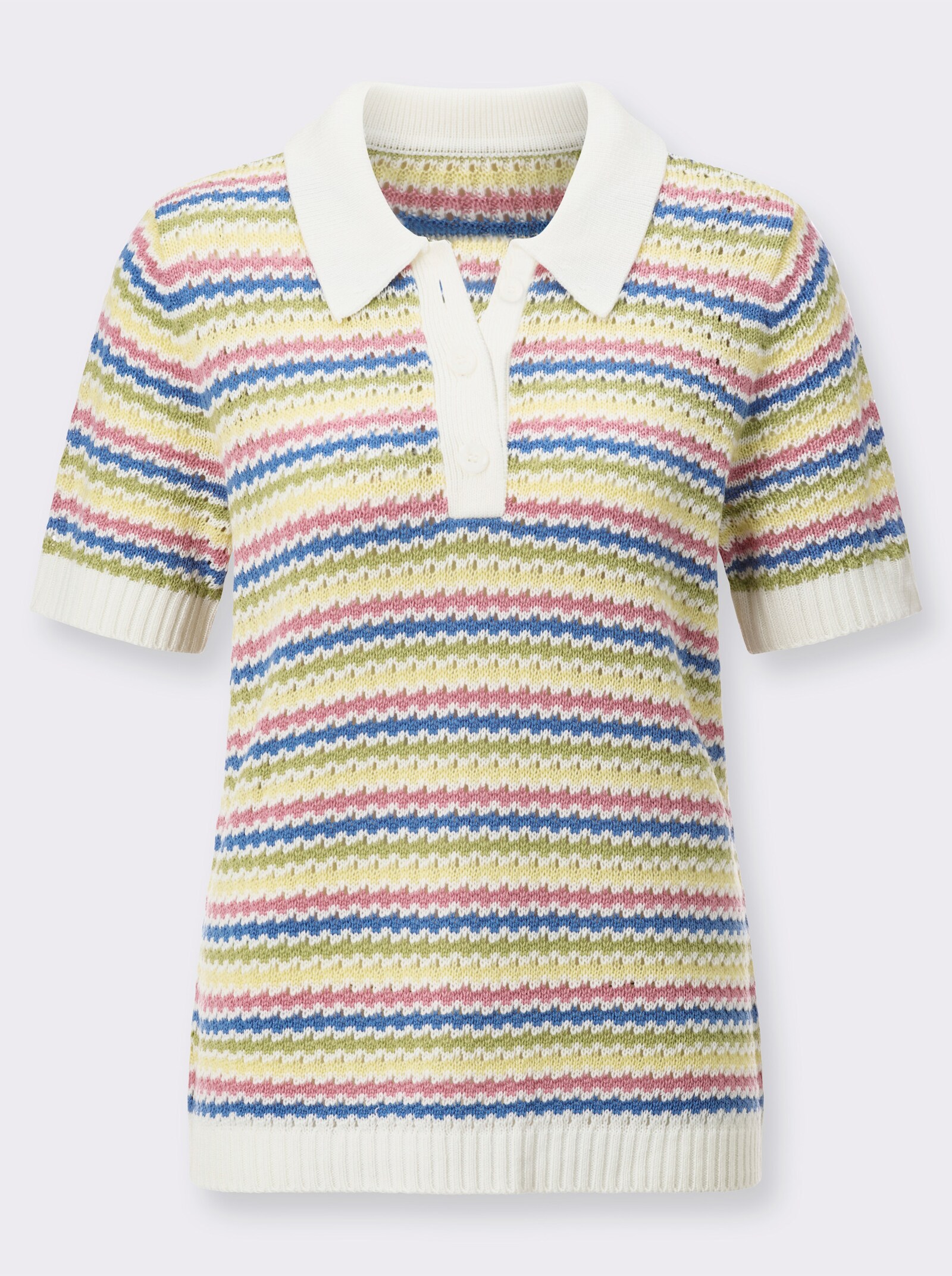 Ajourpullover in multicolor-look - ecru/oudroze gestreept