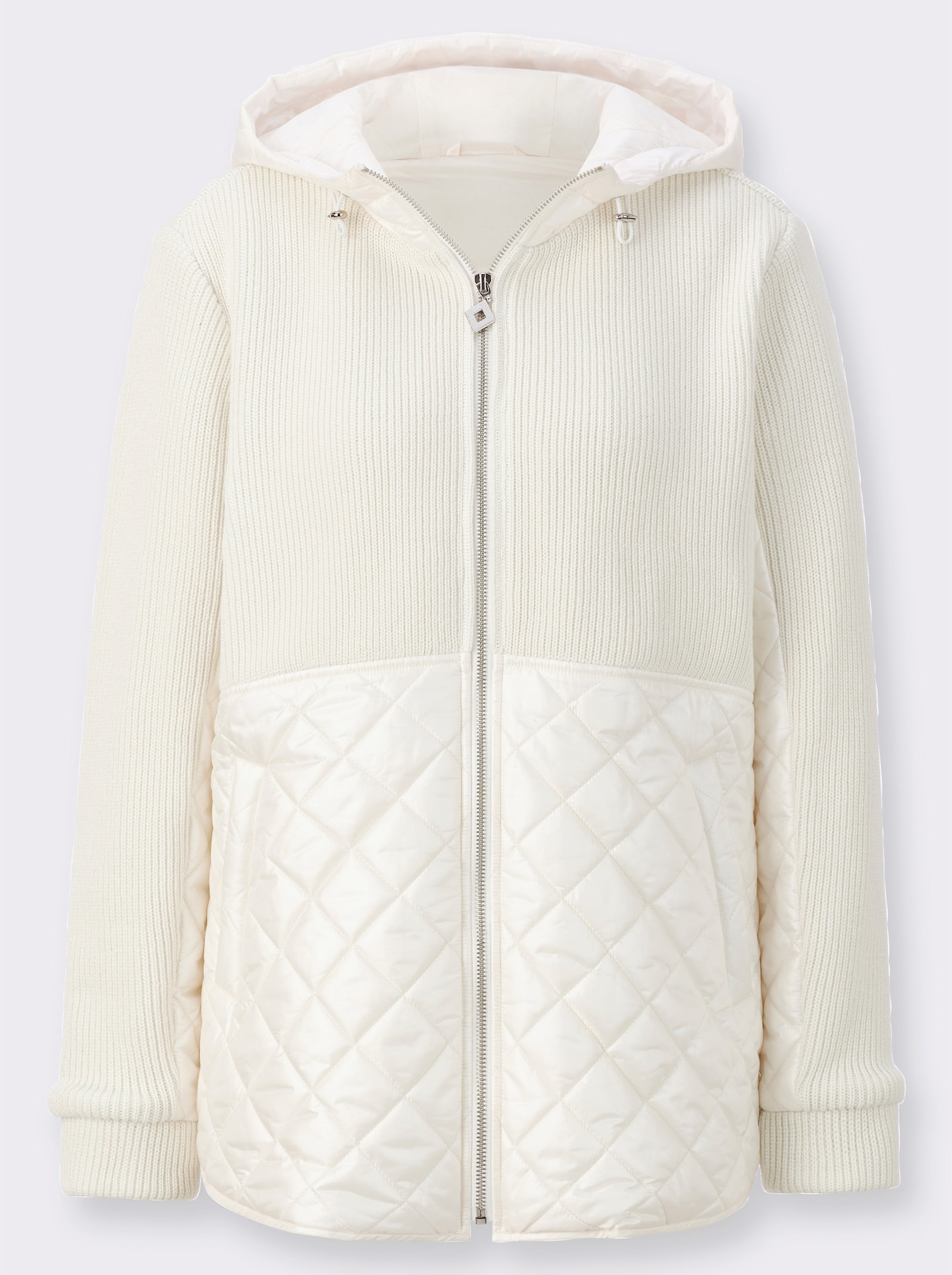 Winterjacke im Materialmix - ecru
