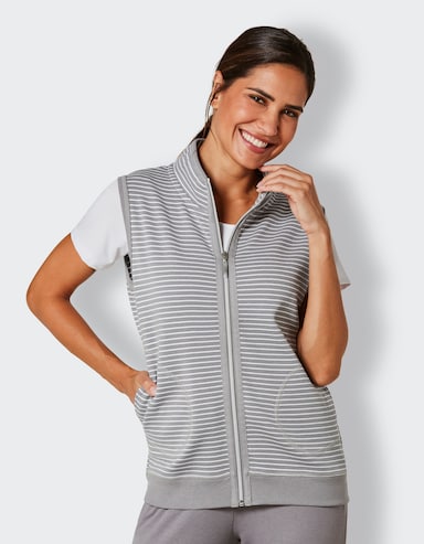 feel good Gilet - grijs/wit gestreept