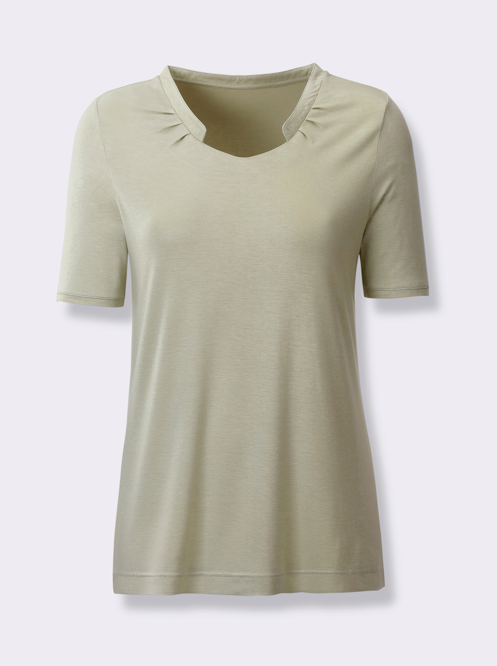 Shirt met korte mouwen en plooien voor - pistache