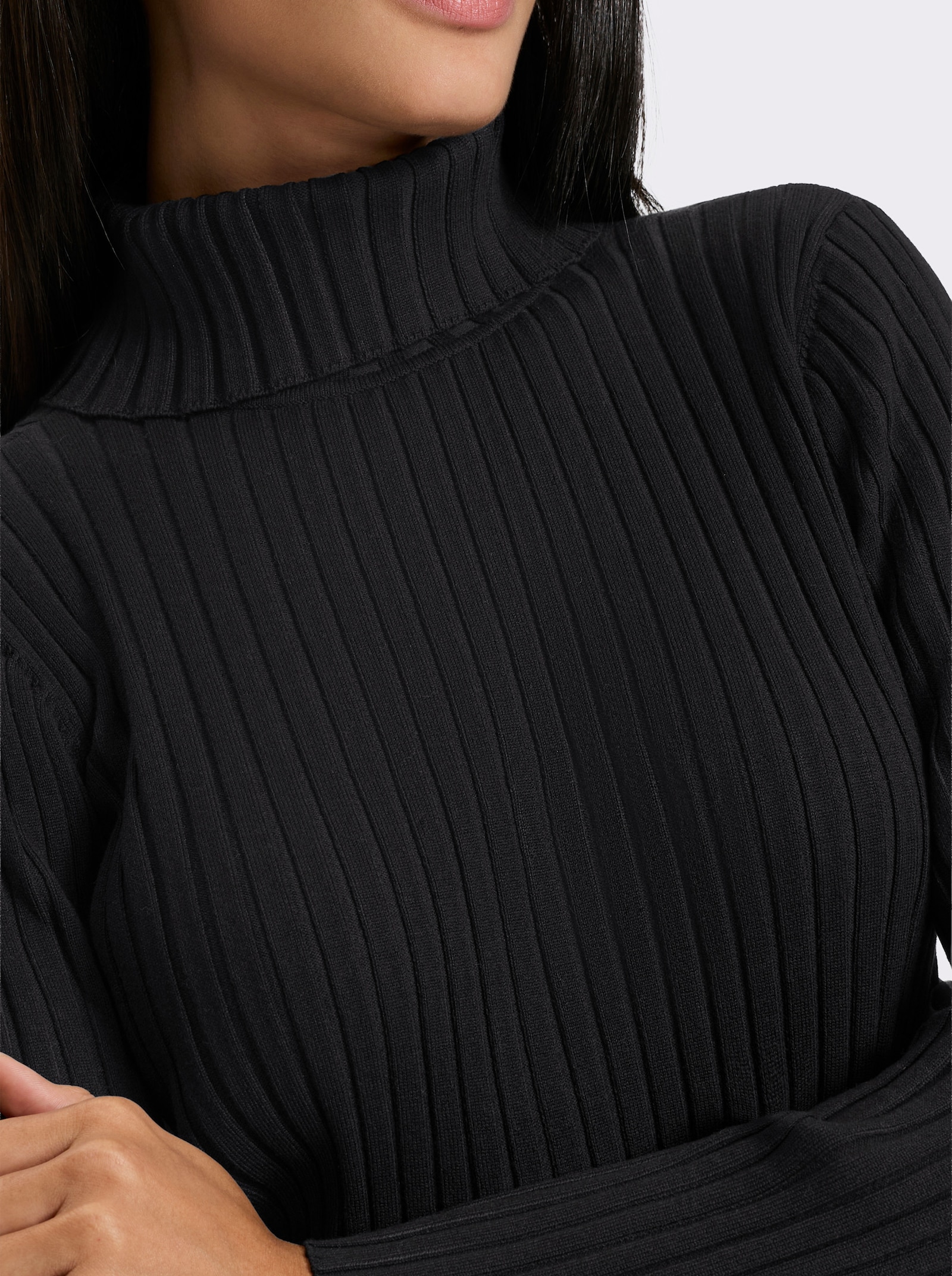 heine Feinstrickpullover mit Rollkragen - schwarz