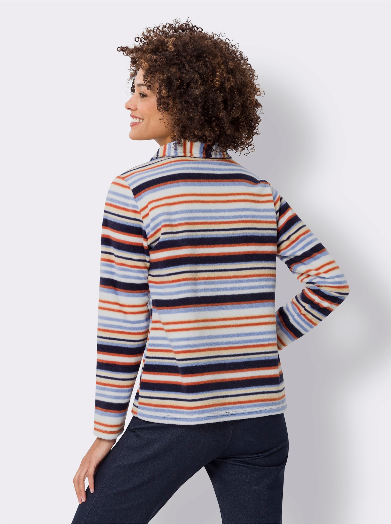 Fleecové tričko s proužkovaným vzorem - blankytná-terra-proužek