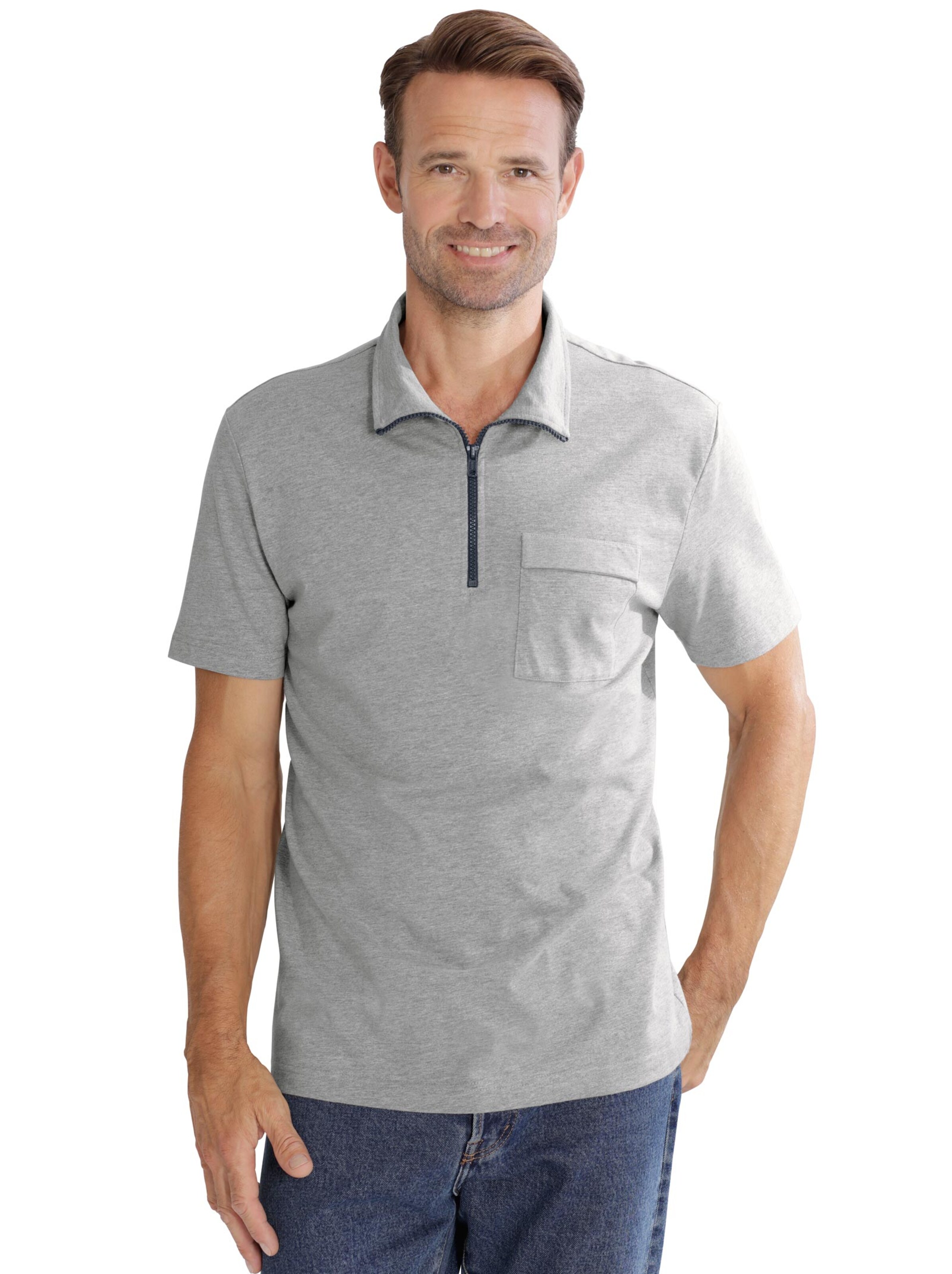 Poloshirt - grau-meliert