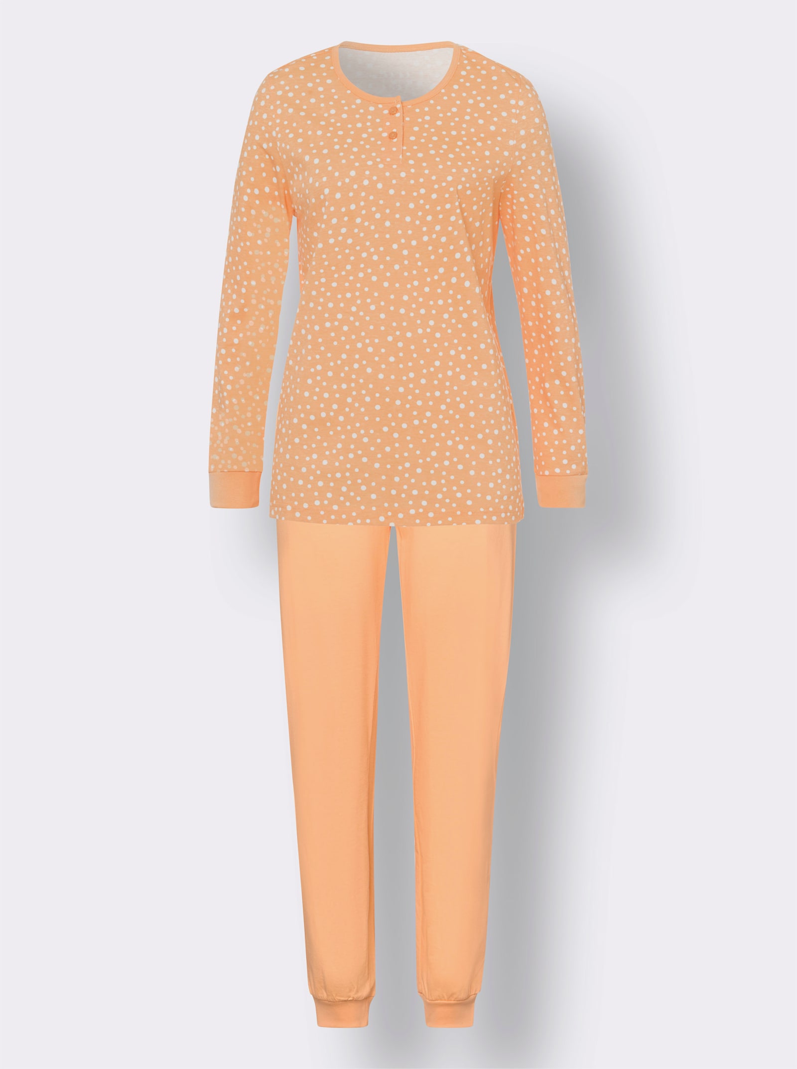 Schlafanzug mit elastischen Bündchen - apricot-ecru