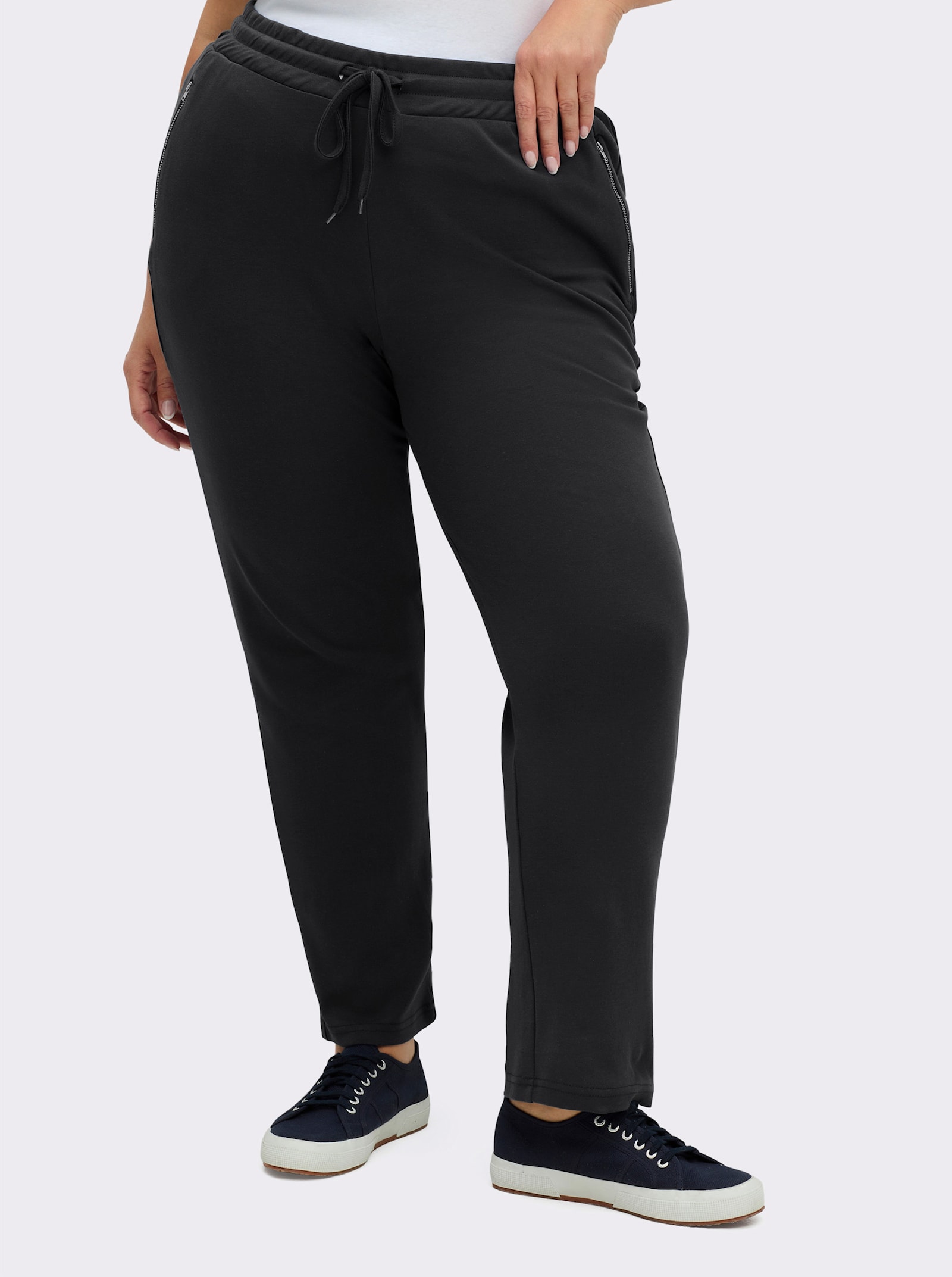 Jerseyhose mit Bindeband - schwarz