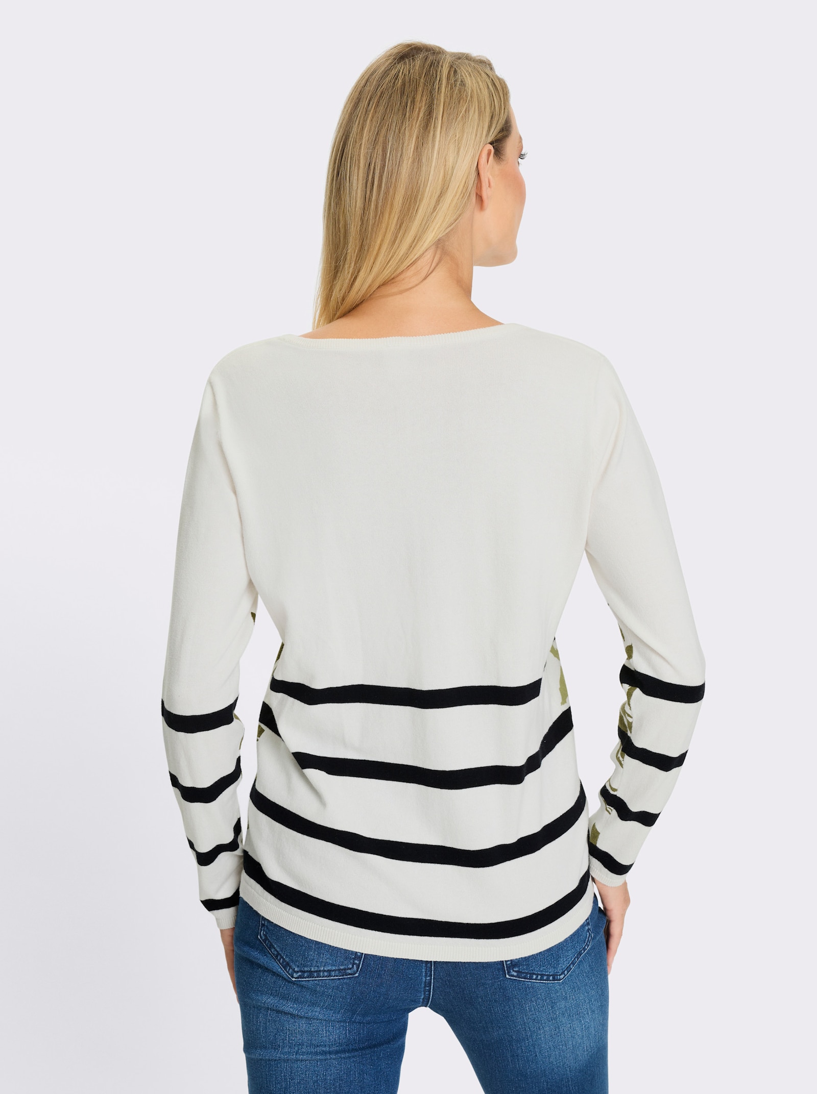 heine Pull en tricot fin avec mélange de motifs - écru-roseau imprimé