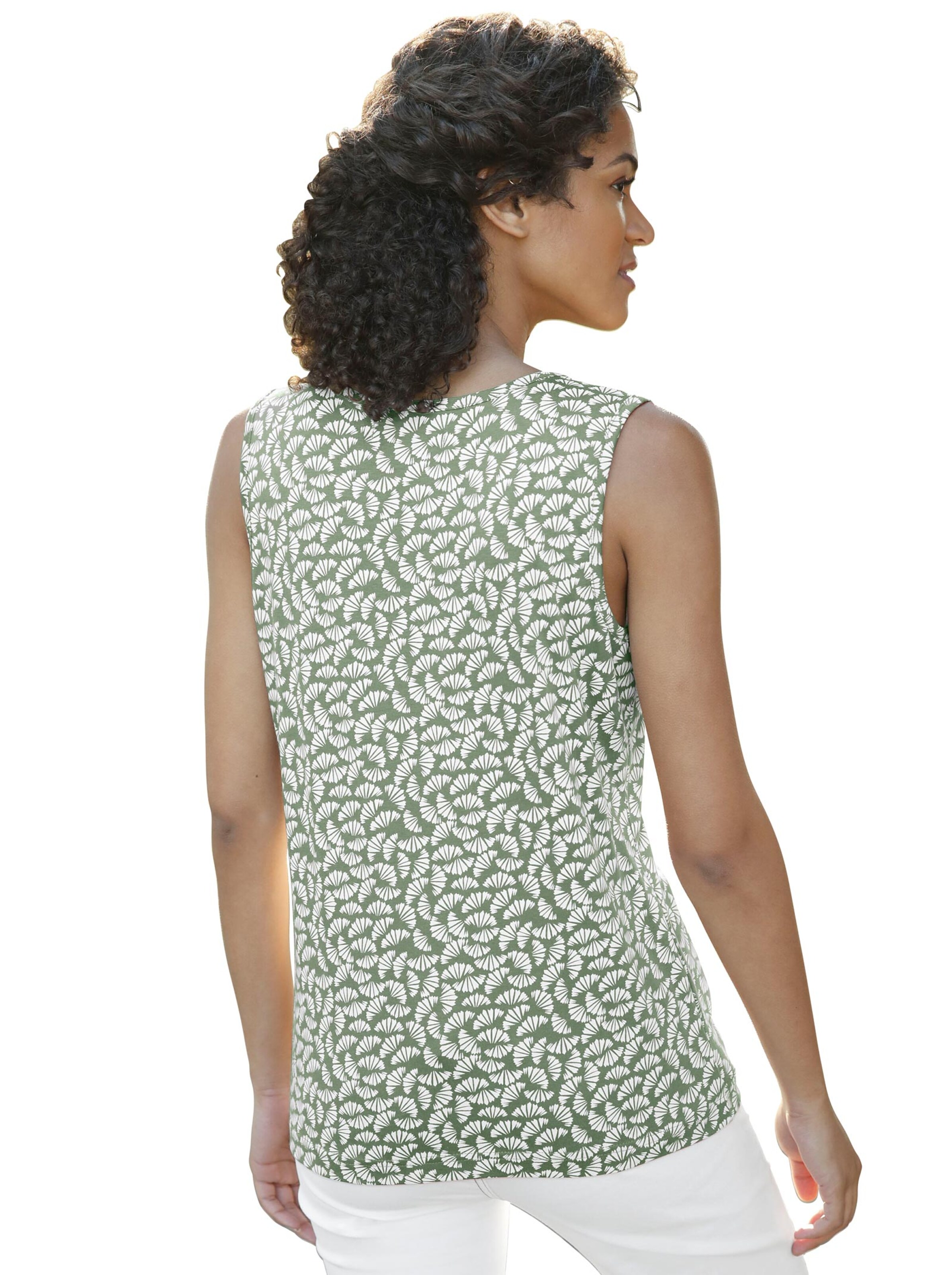 Collection L Top - reseda-ecru-gemustert