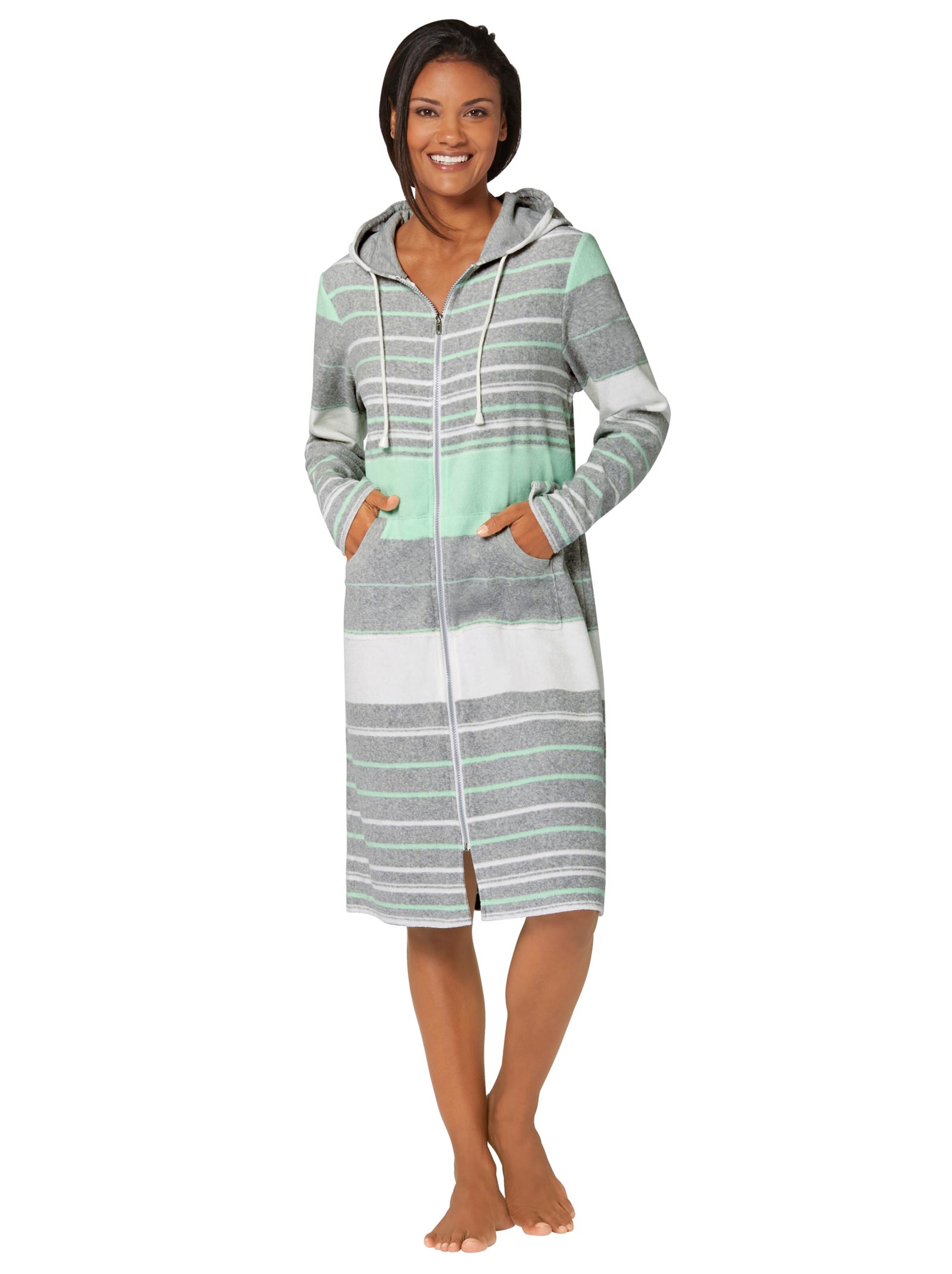 Bademantel - mint-geringelt