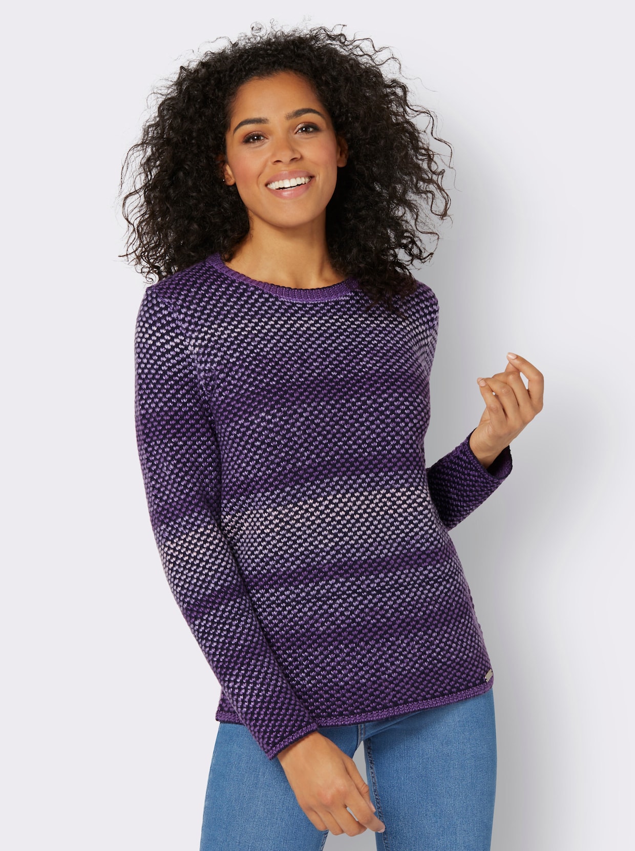 Pullover met ronde hals - paars/marine gedessineerd