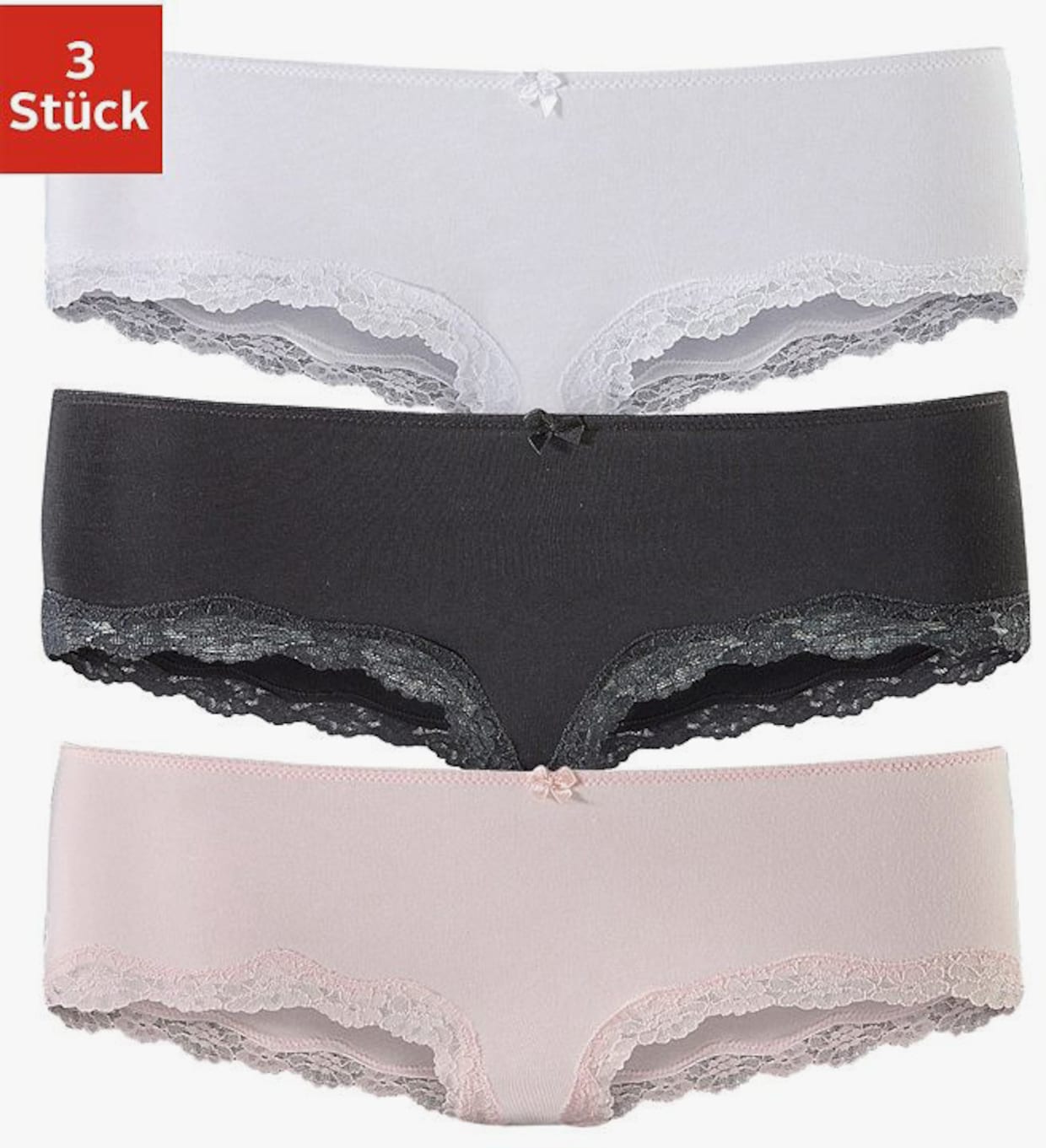 LASCANA Panty - roze, wit, zwart