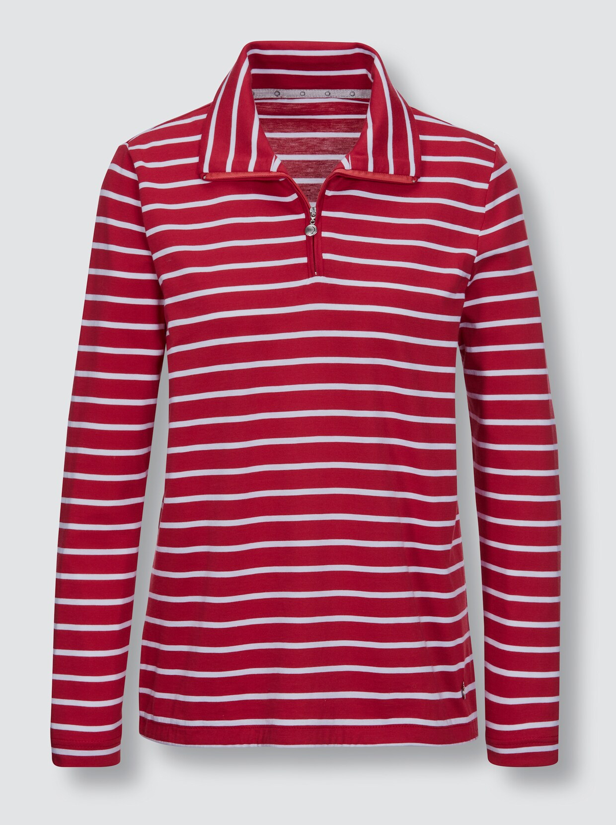 Creation L Premium Pima-Baumwoll-Shirt - rot-geringelt
